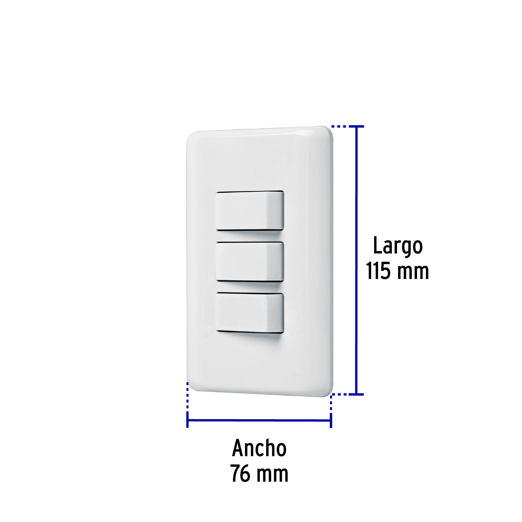 Placa armada con 3 interruptores sencillos, VOLTECK BASIC