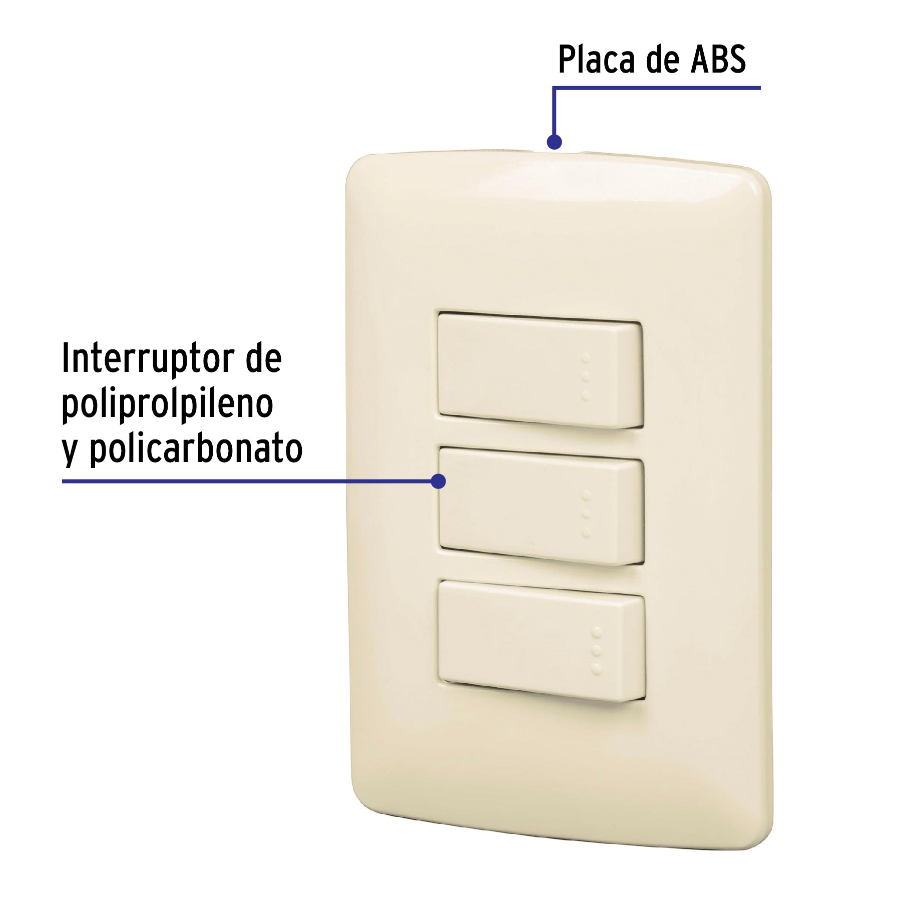 Placa armada 2 interruptores 1escalera,marfil,línea Italiana