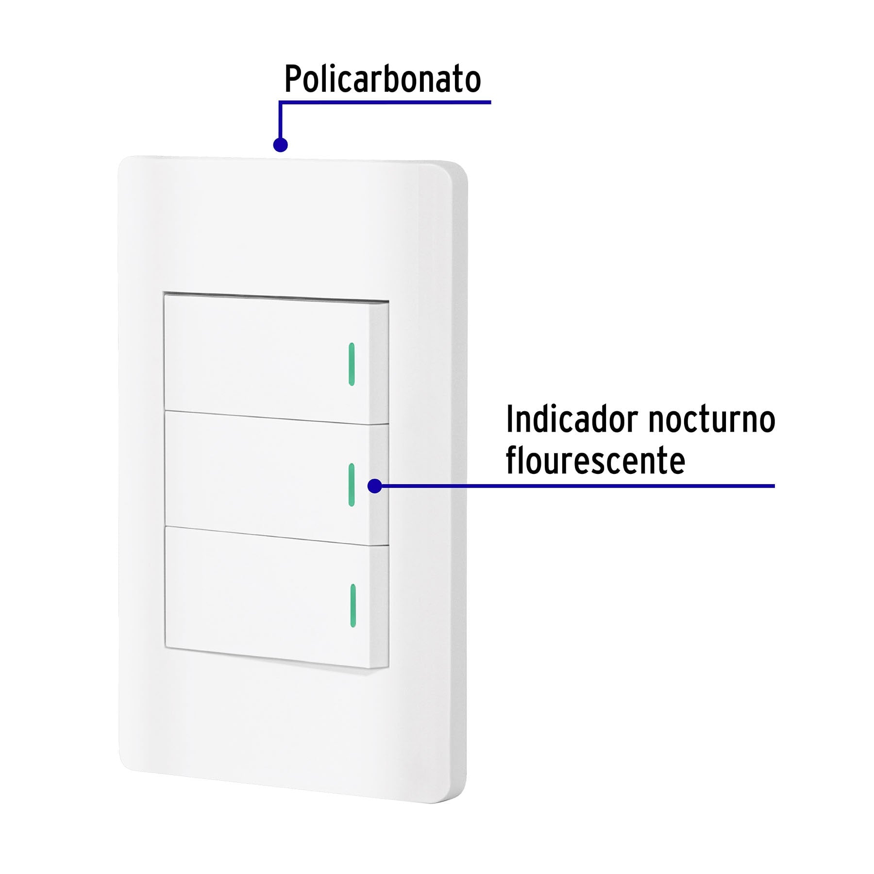 Placa armada blanca 2 interruptores 1 de 3 vías 1 mód,Lisboa