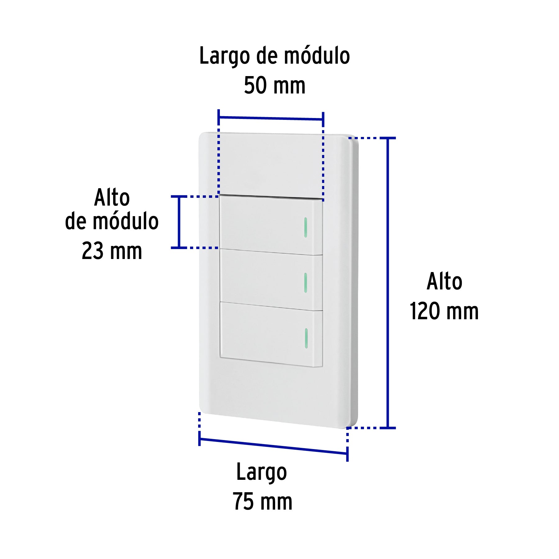 Placa armada blanca 2 interruptores 1 de 3 vías 1 mód,Lisboa