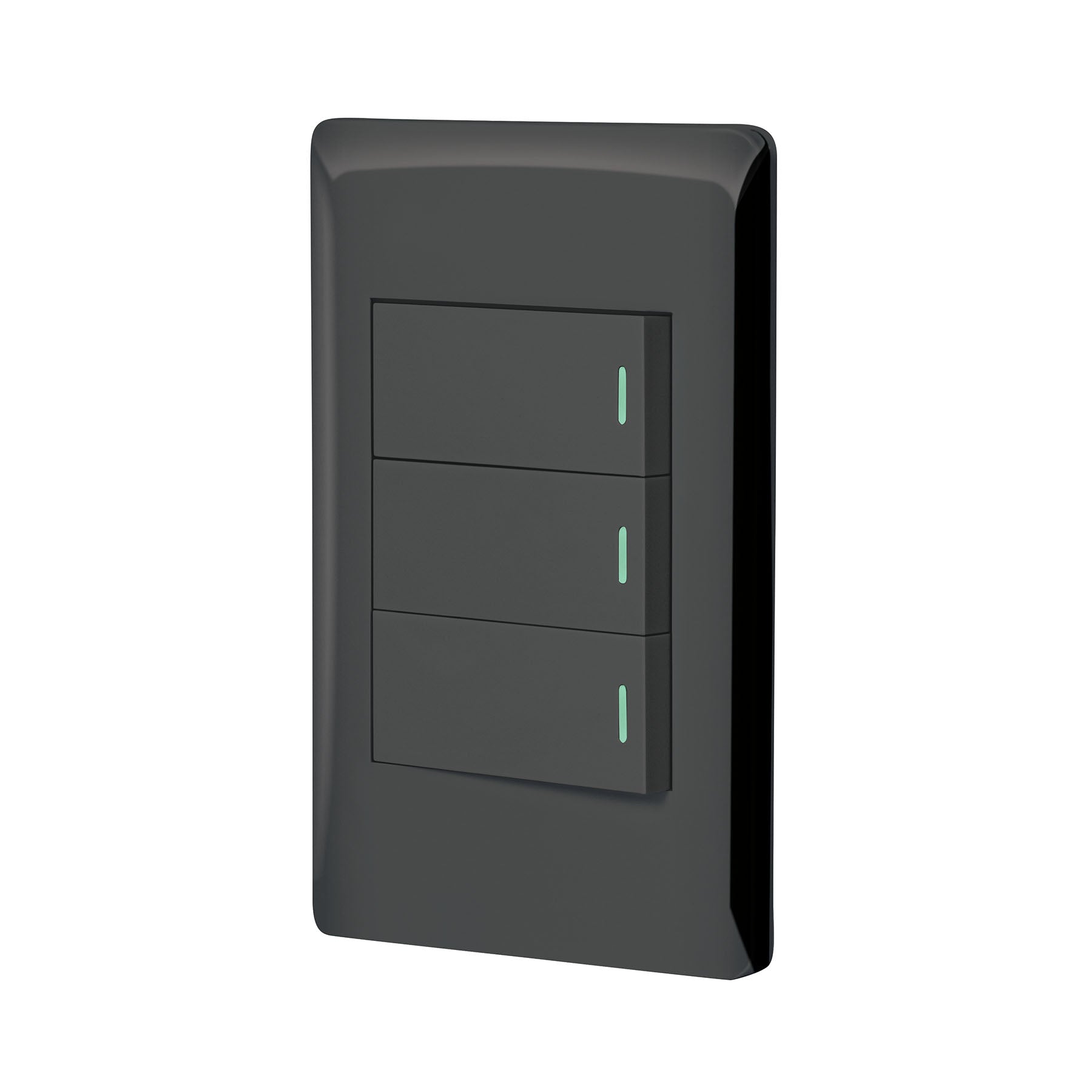 Placa armada negra 2 interruptores 1 de 3 vías 1 mód, Lisboa