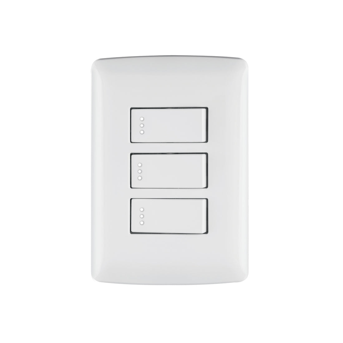 Placa armada 3 interruptores sencillos,blanco,línea Italiana