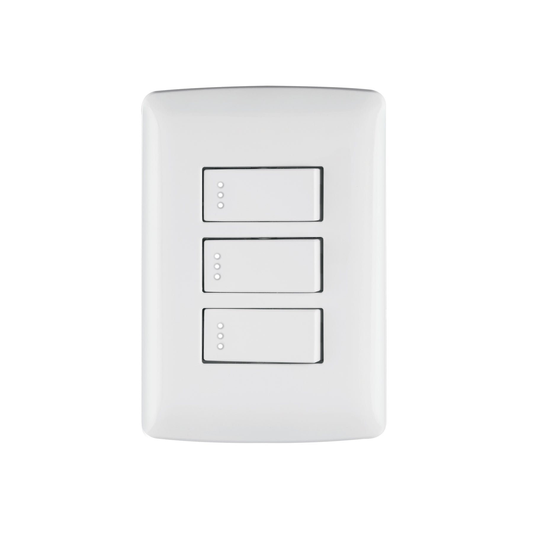 Placa armada 3 interruptores sencillos,blanco,línea Italiana