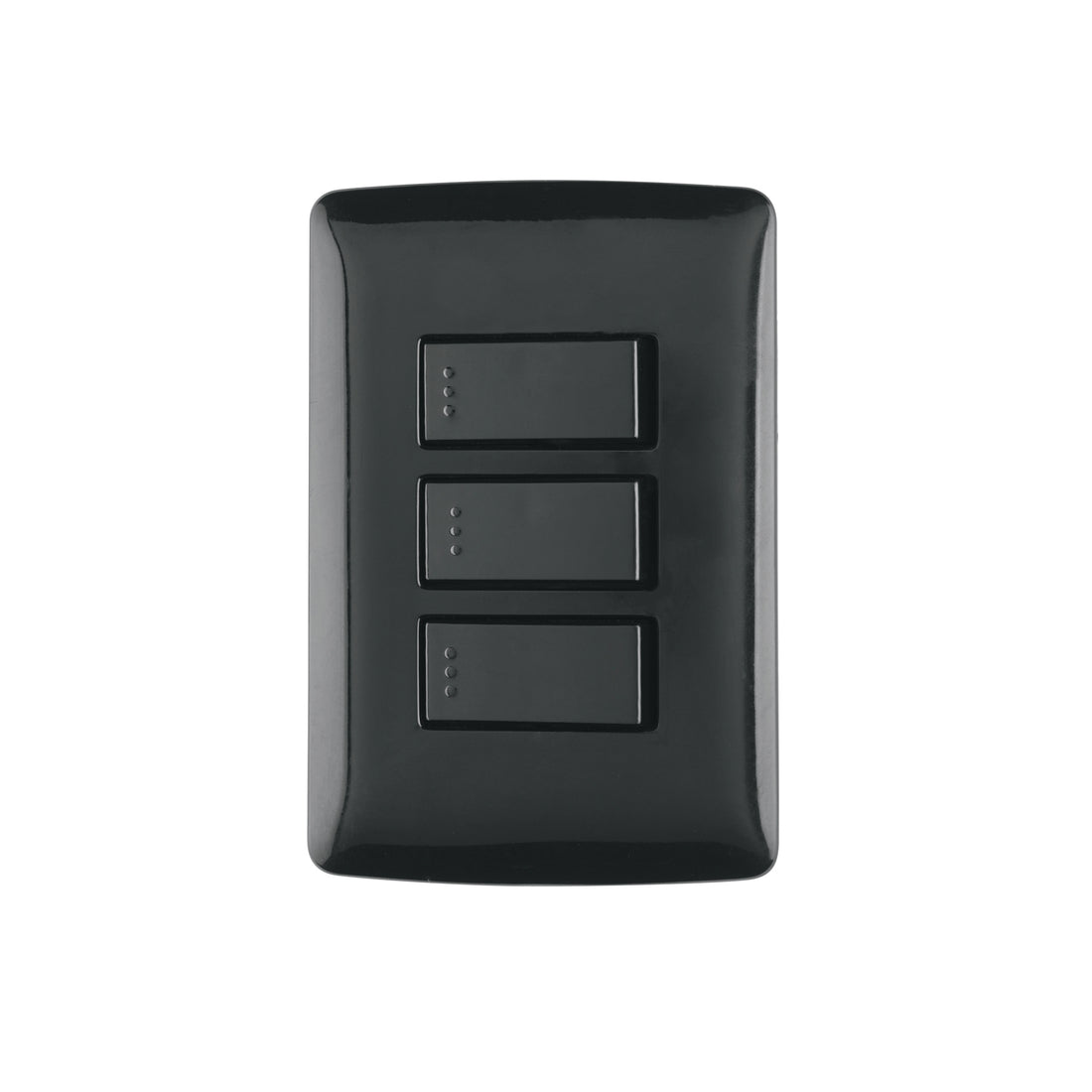 Placa armada 3 interruptores sencillos,negro, línea Italiana