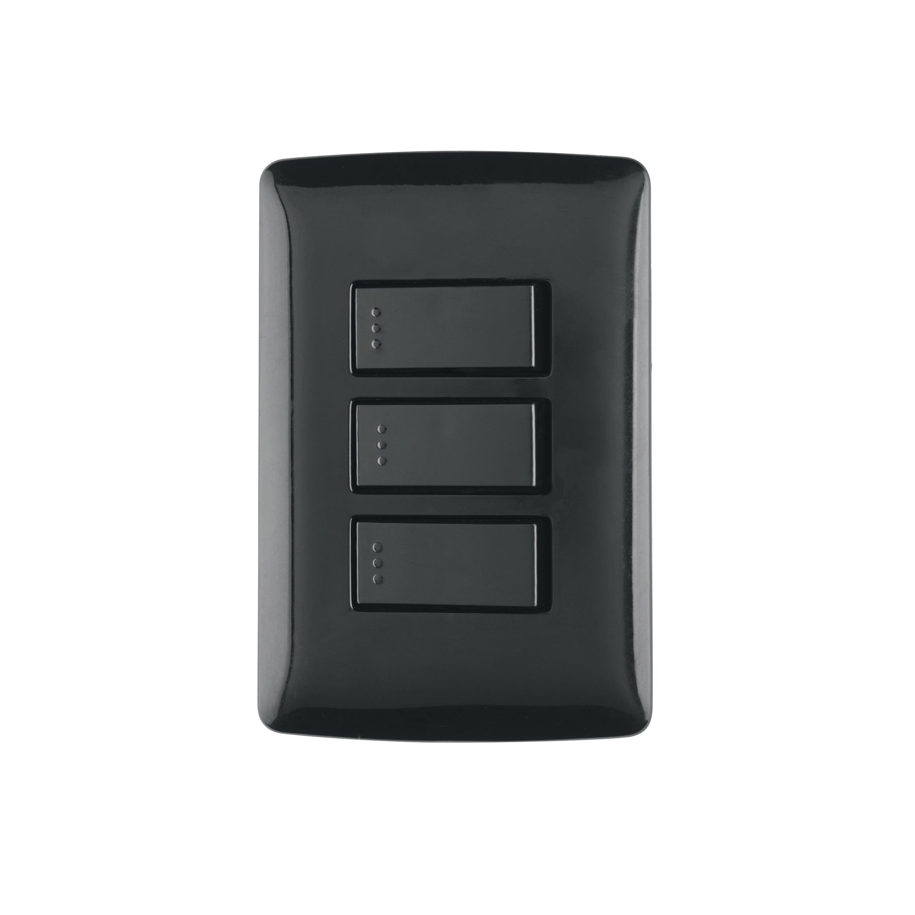 Placa armada 3 interruptores sencillos,negro, línea Italiana