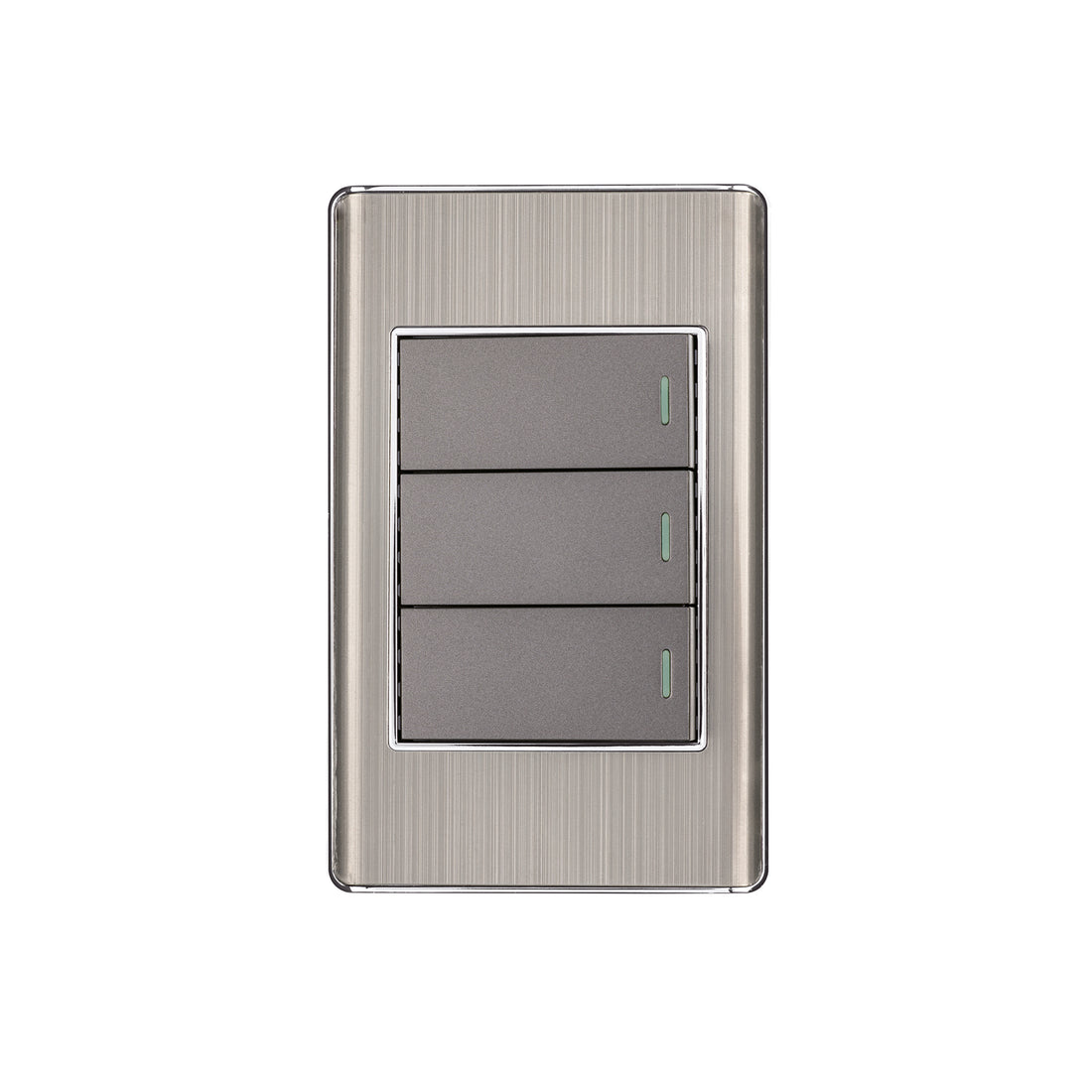 Placa armada acero inox 3 interruptores 1 módulo, Lisboa