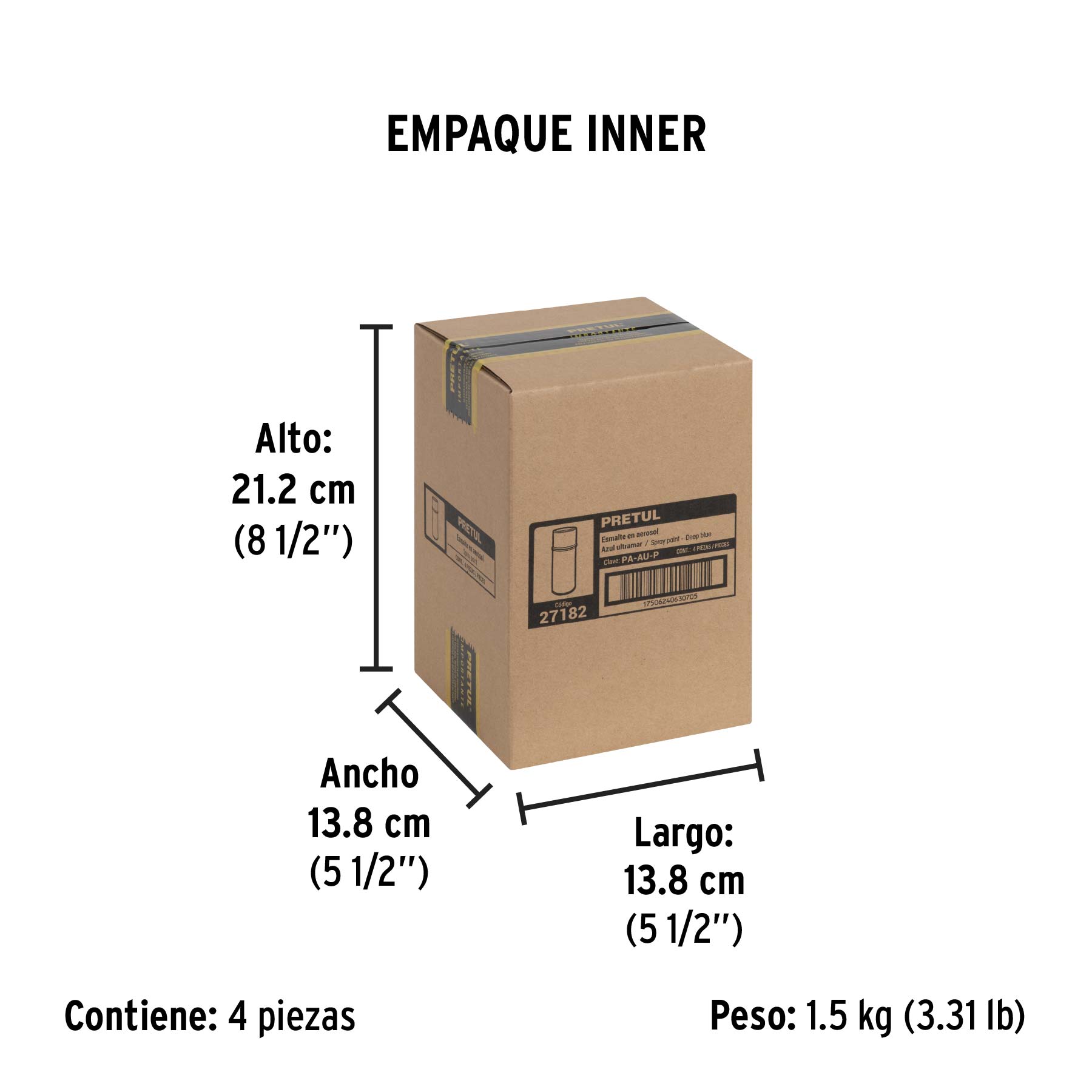 Pintura en aerosol, azul ultramar, 400 ml, PRETUL - Empaque