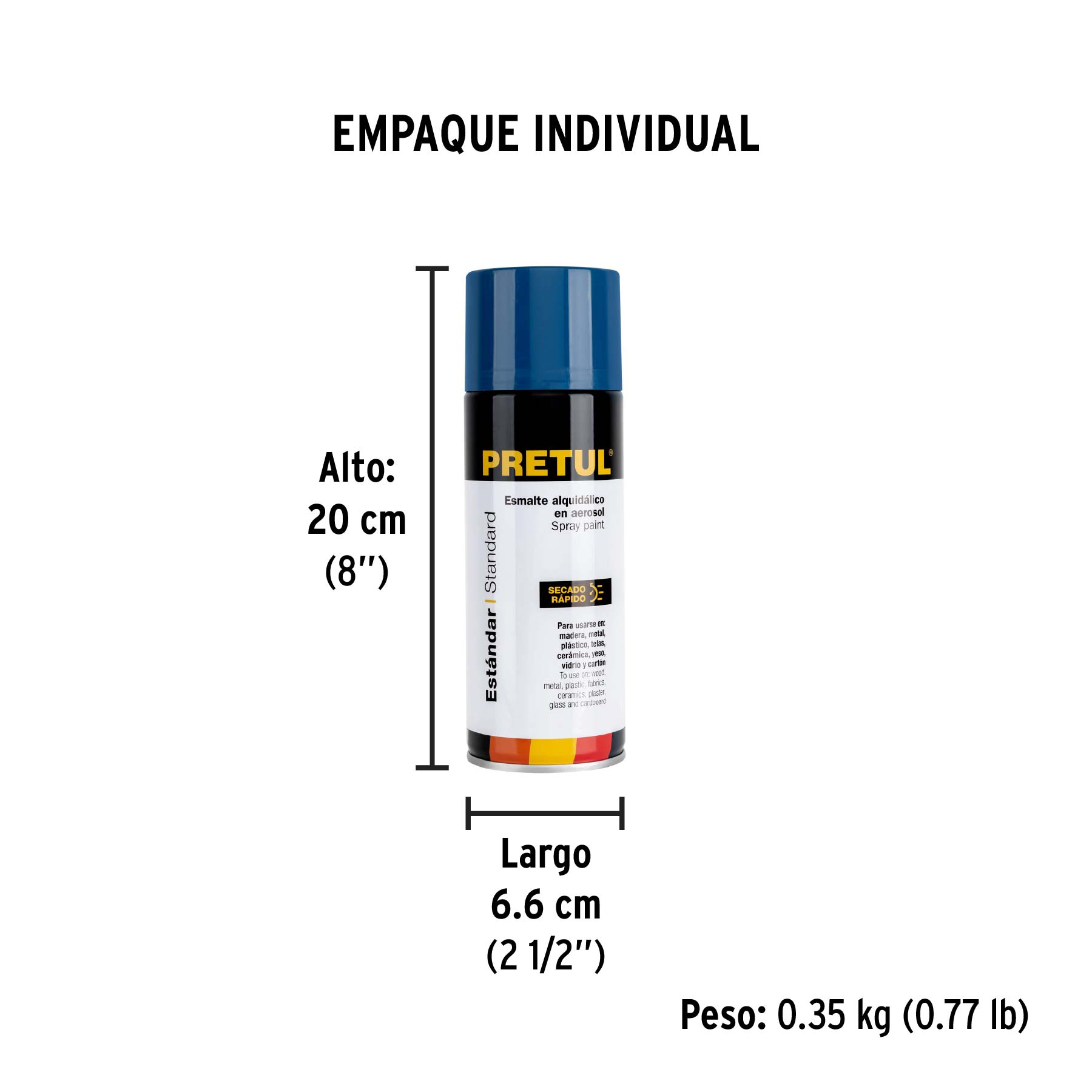 Pintura en aerosol, azul ultramar, 400 ml, PRETUL - Empaque