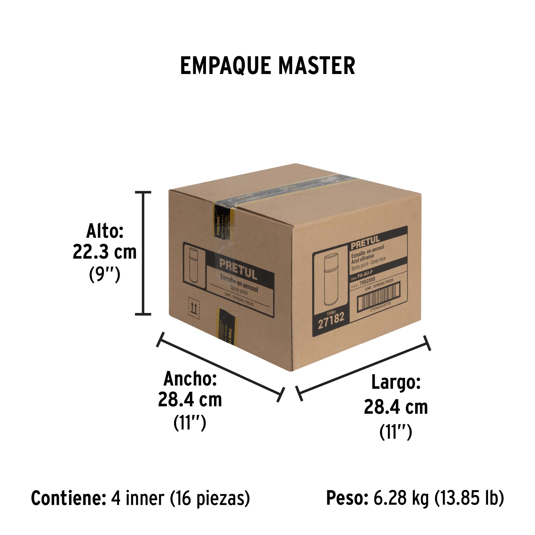 Pintura en aerosol, azul ultramar, 400 ml, PRETUL - Empaque