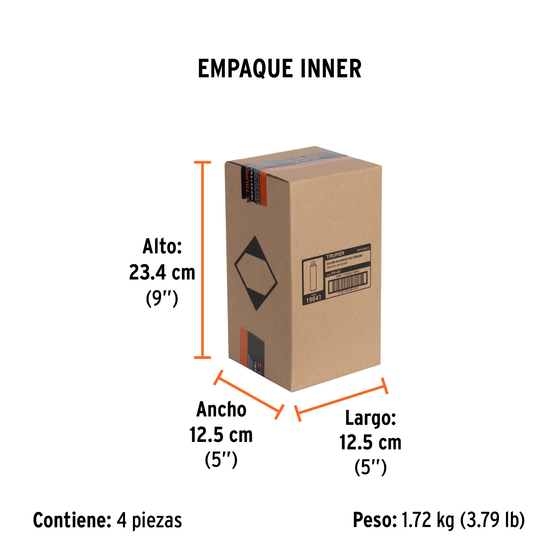 Pintura en aerosol, azul ultramar, bote esbelto, 400 ml - Empaque