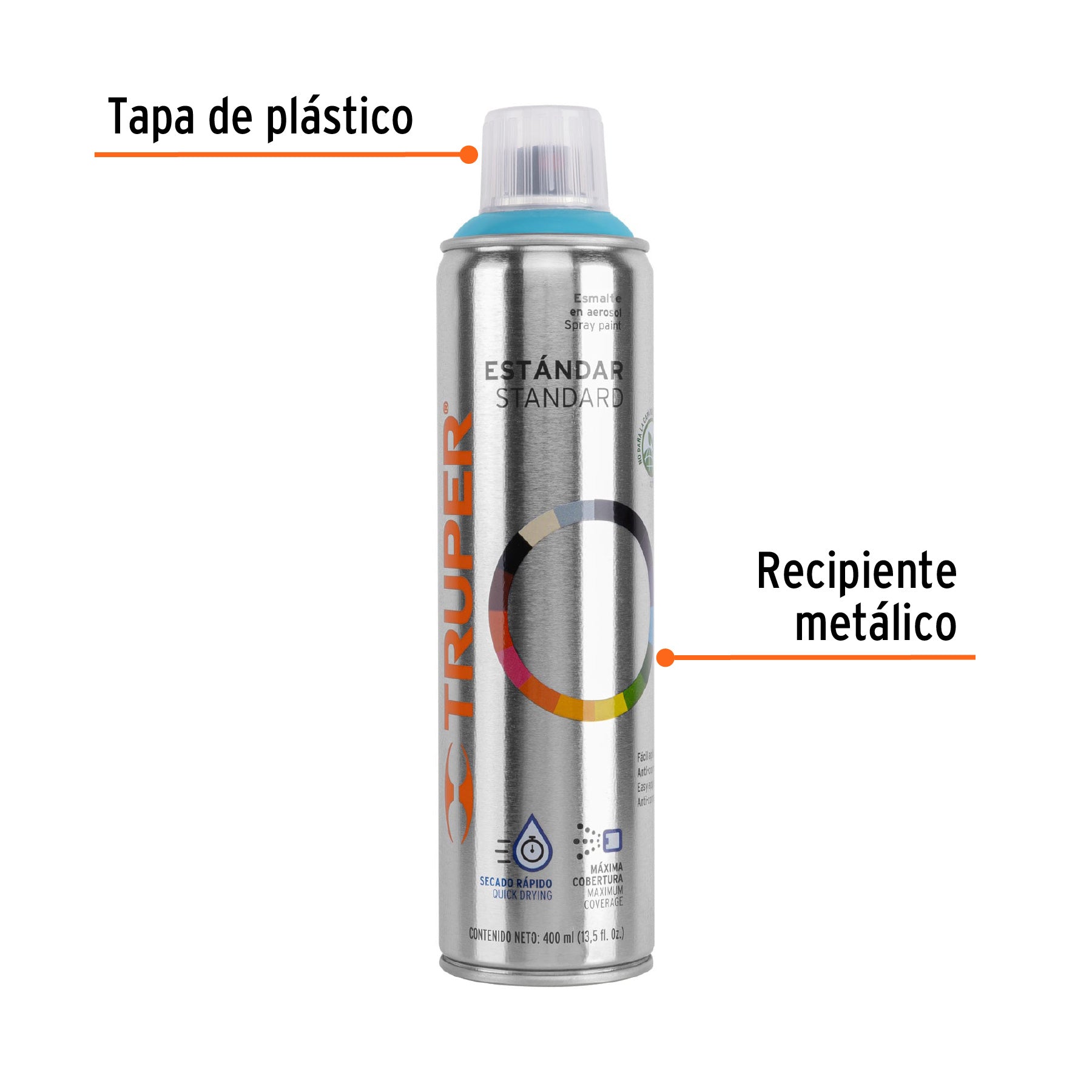Pintura en aerosol, azul, bote esbelto, 400 ml, TRUPER