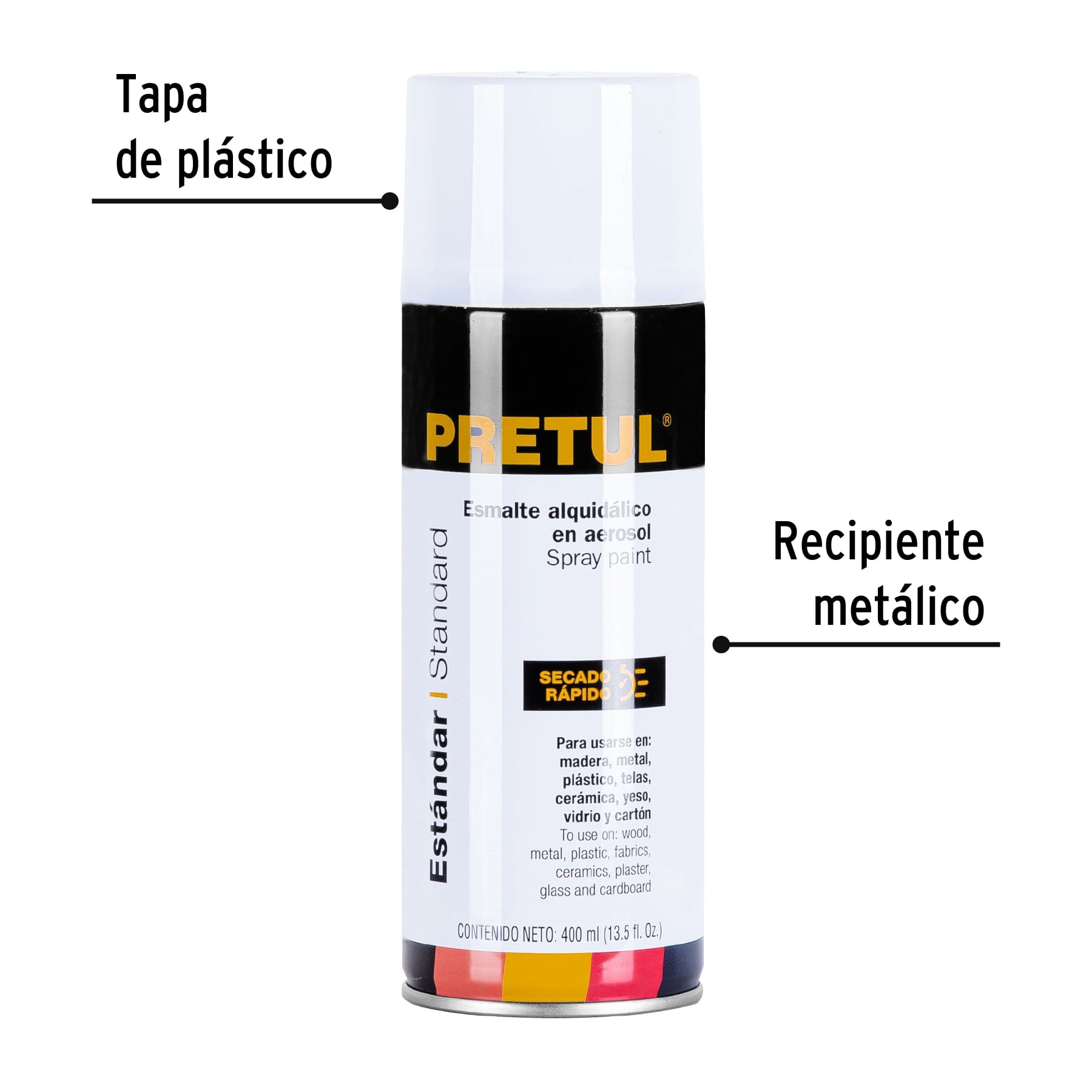 Pintura en aerosol, blanco brillante, 400ml, PRETUL