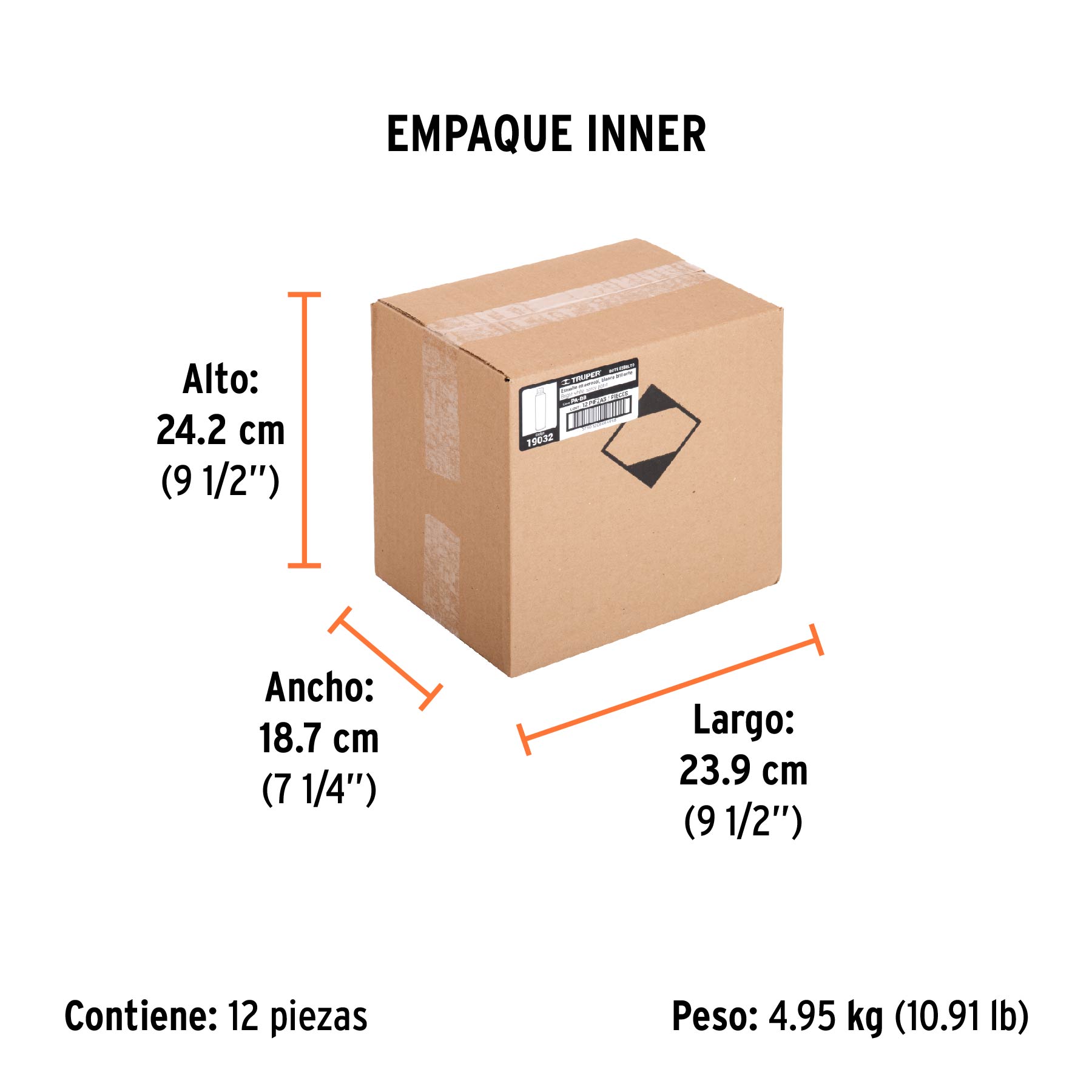 Pintura en aerosol, blanco brillante, bote esbelto, 400 ml - Empaque