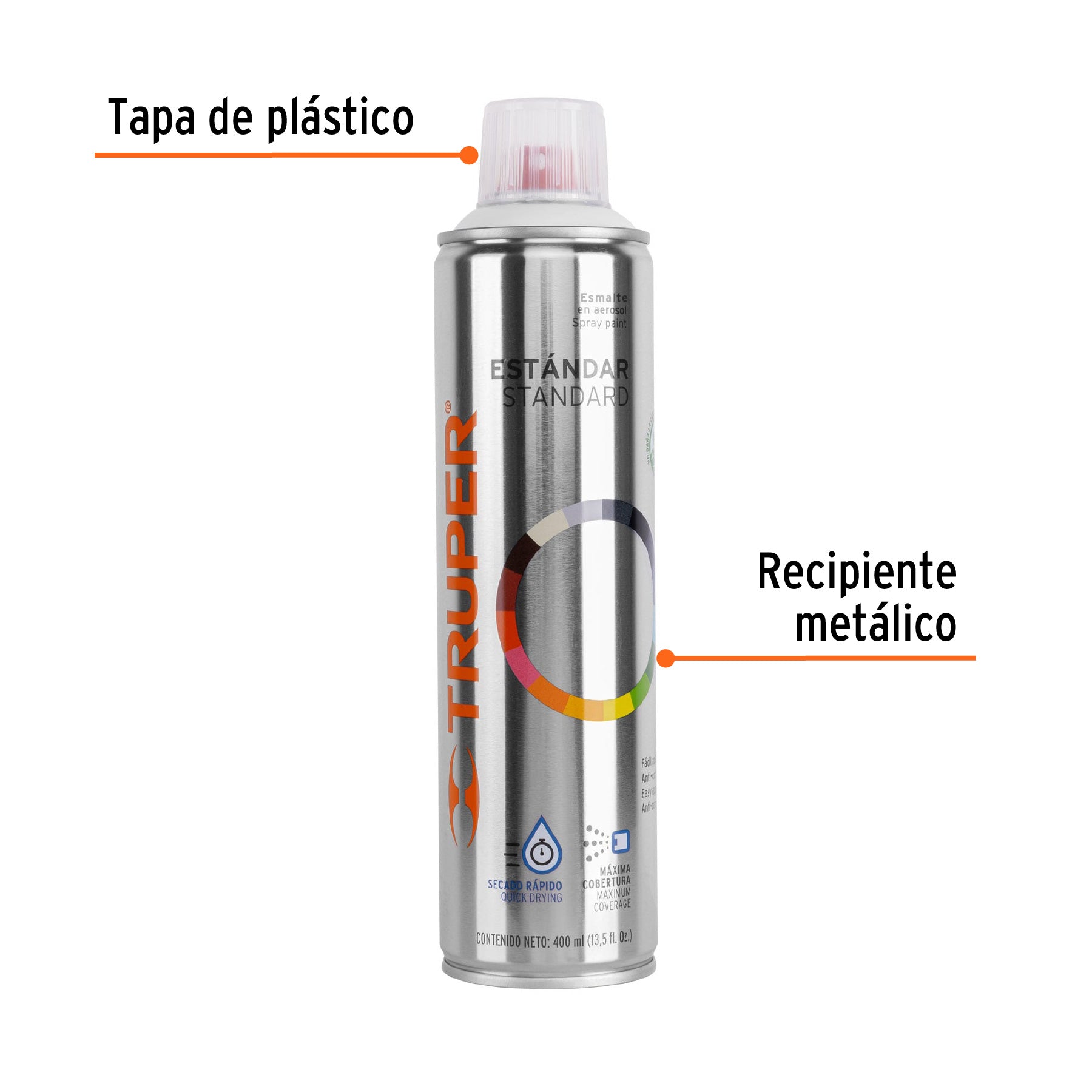 Pintura en aerosol, blanco brillante, bote esbelto, 400 ml