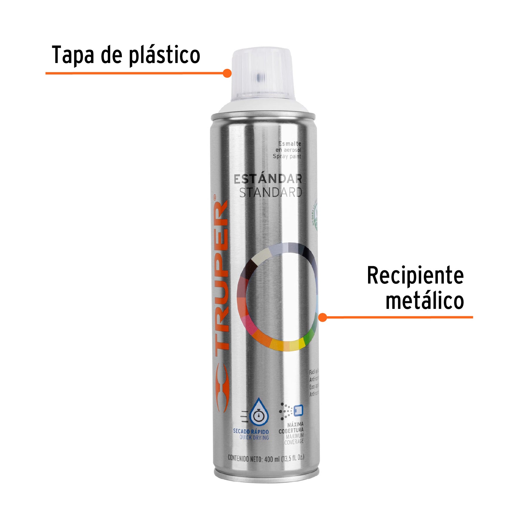 Pintura en aerosol, blanco mate, bote esbelto, 400 ml