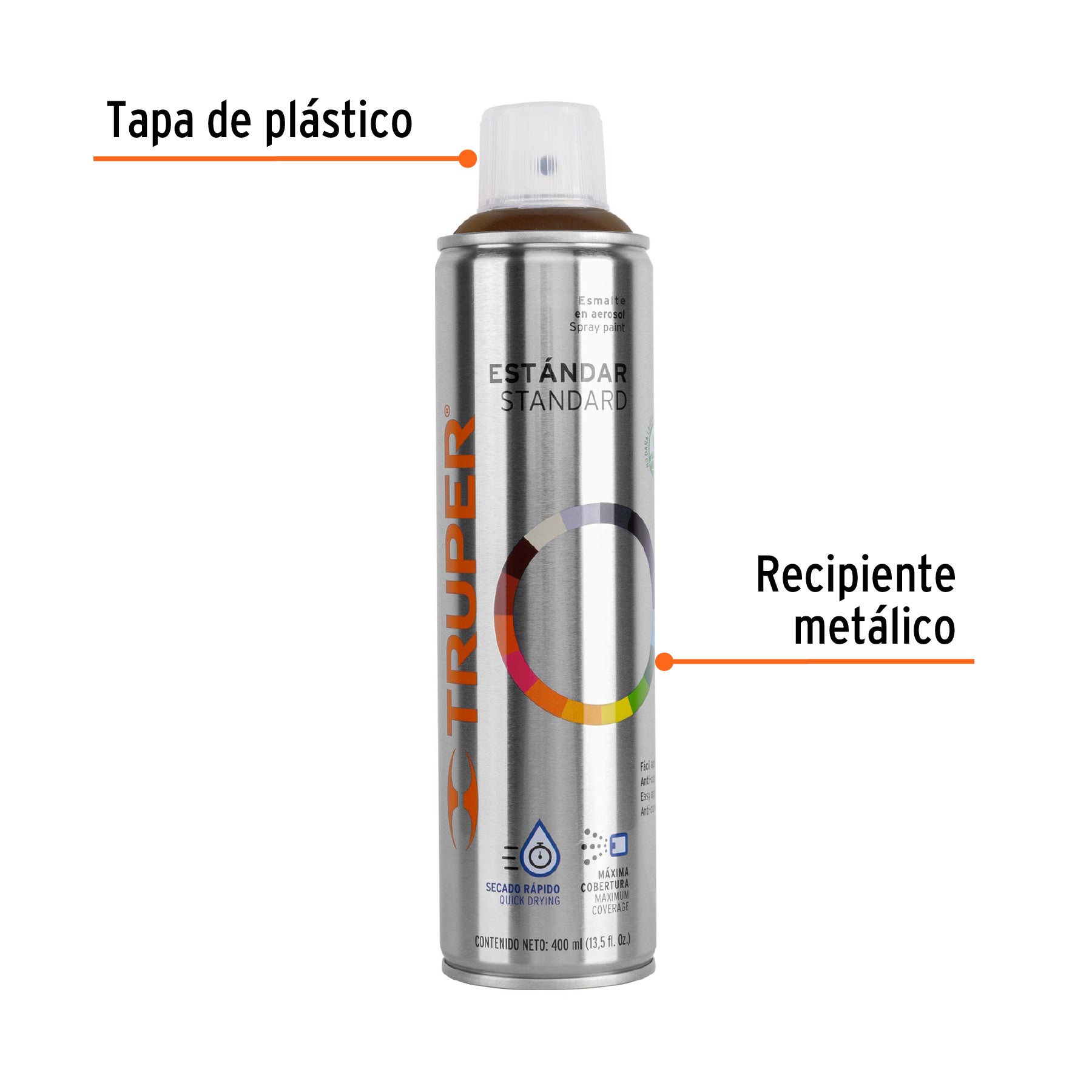 Pintura en aerosol, café anodizado, bote esbelto, 400 ml