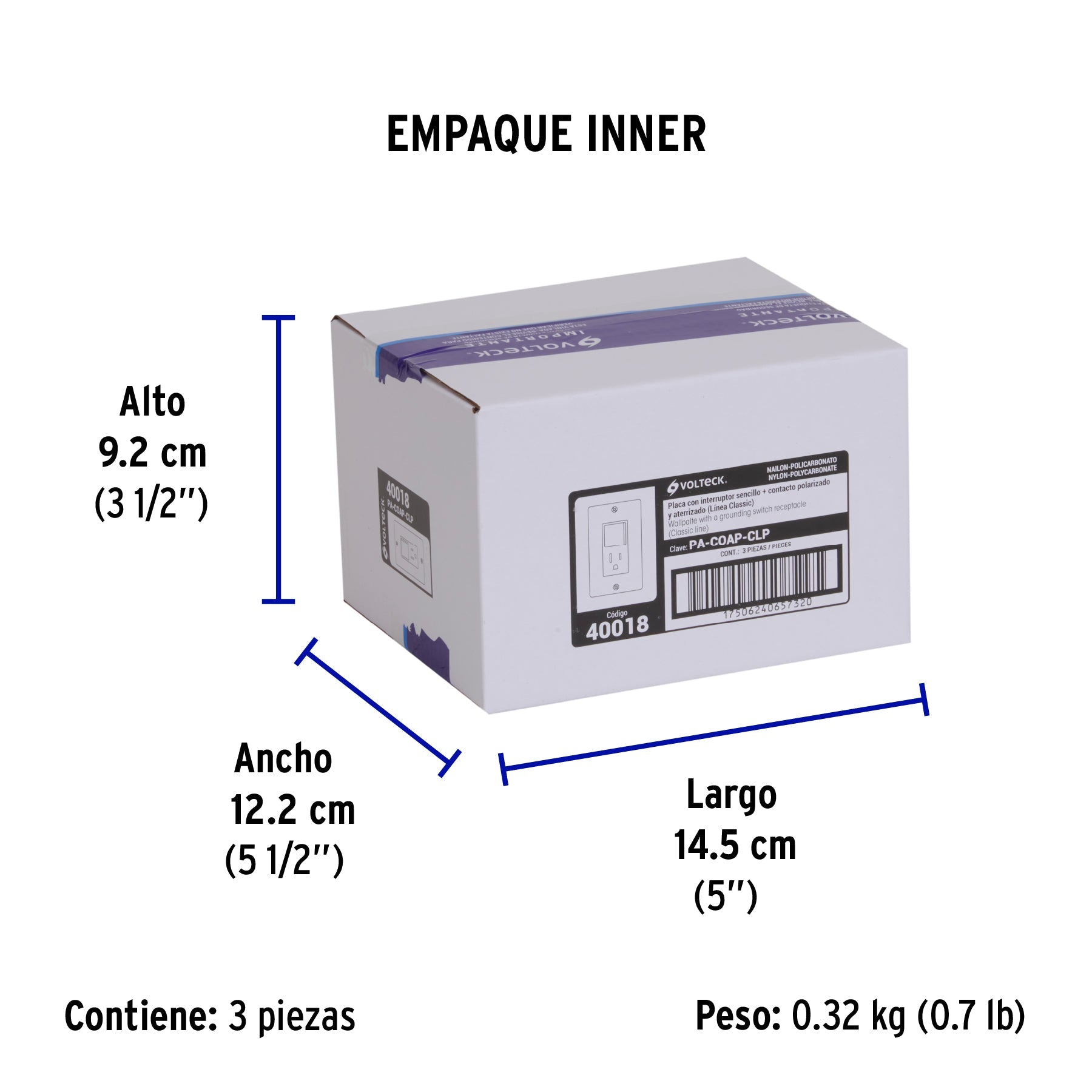Placa armada contacto e interruptor Classic, VOLTECK - Empaque