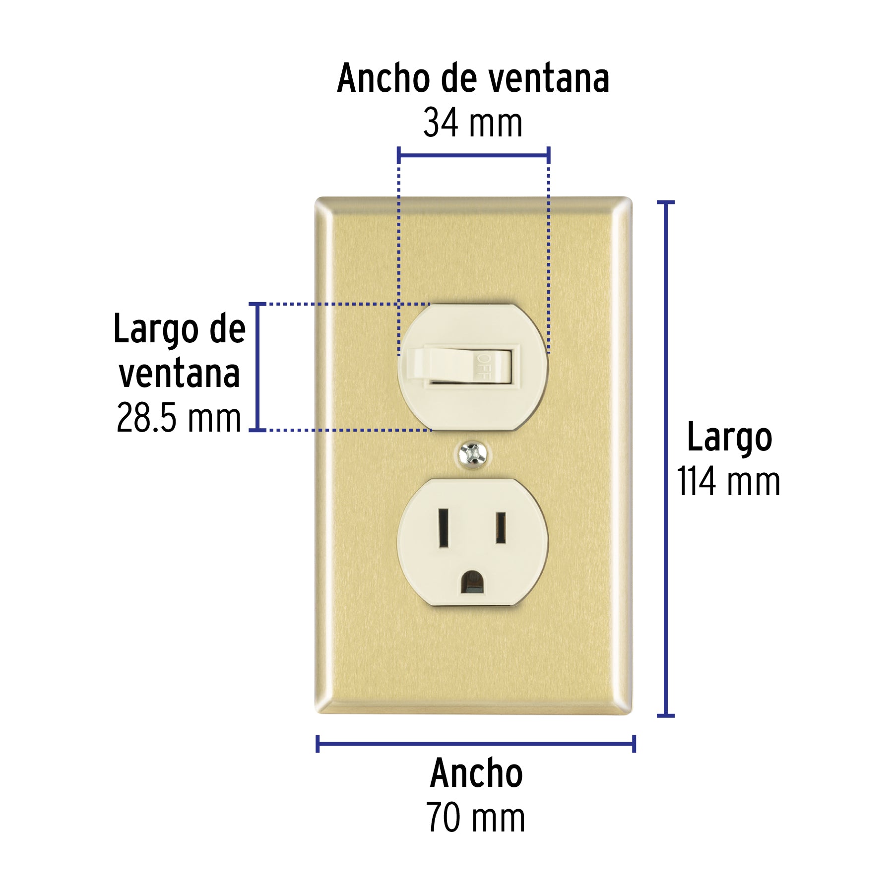 Placa armada interruptor y contacto, línea Standard,aluminio