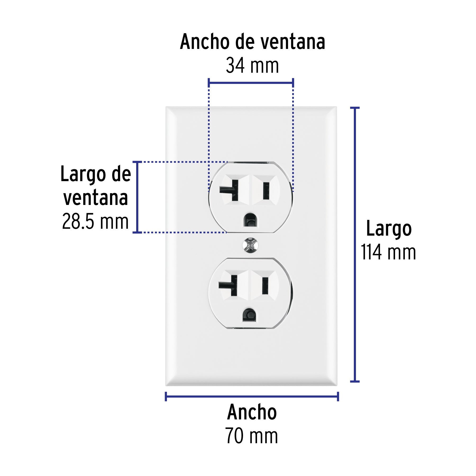 Placa armada contacto dúplex,2 polos, línea Standard, blanco