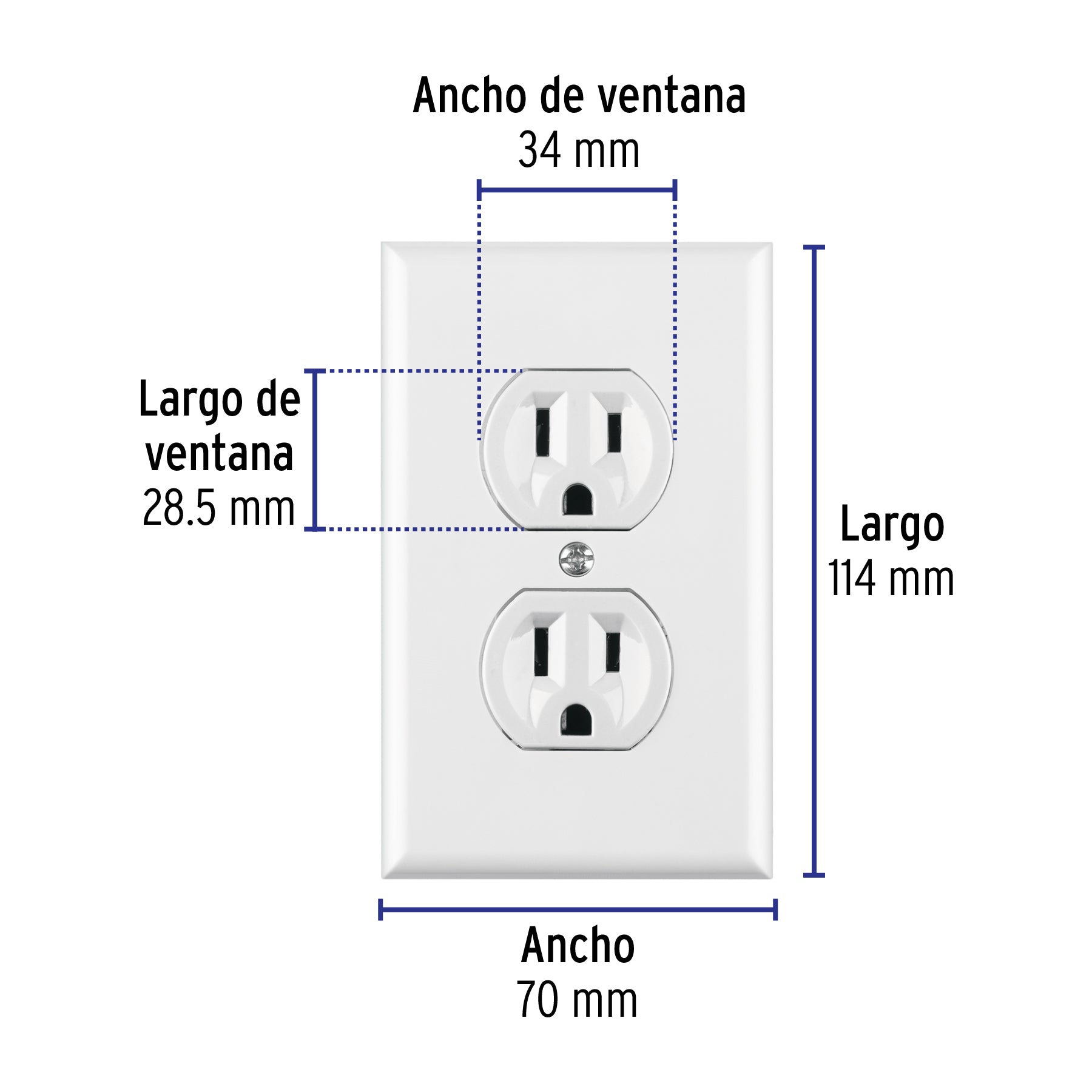 Placa armada 2 contactos polarizados, blanca, Línea Standard