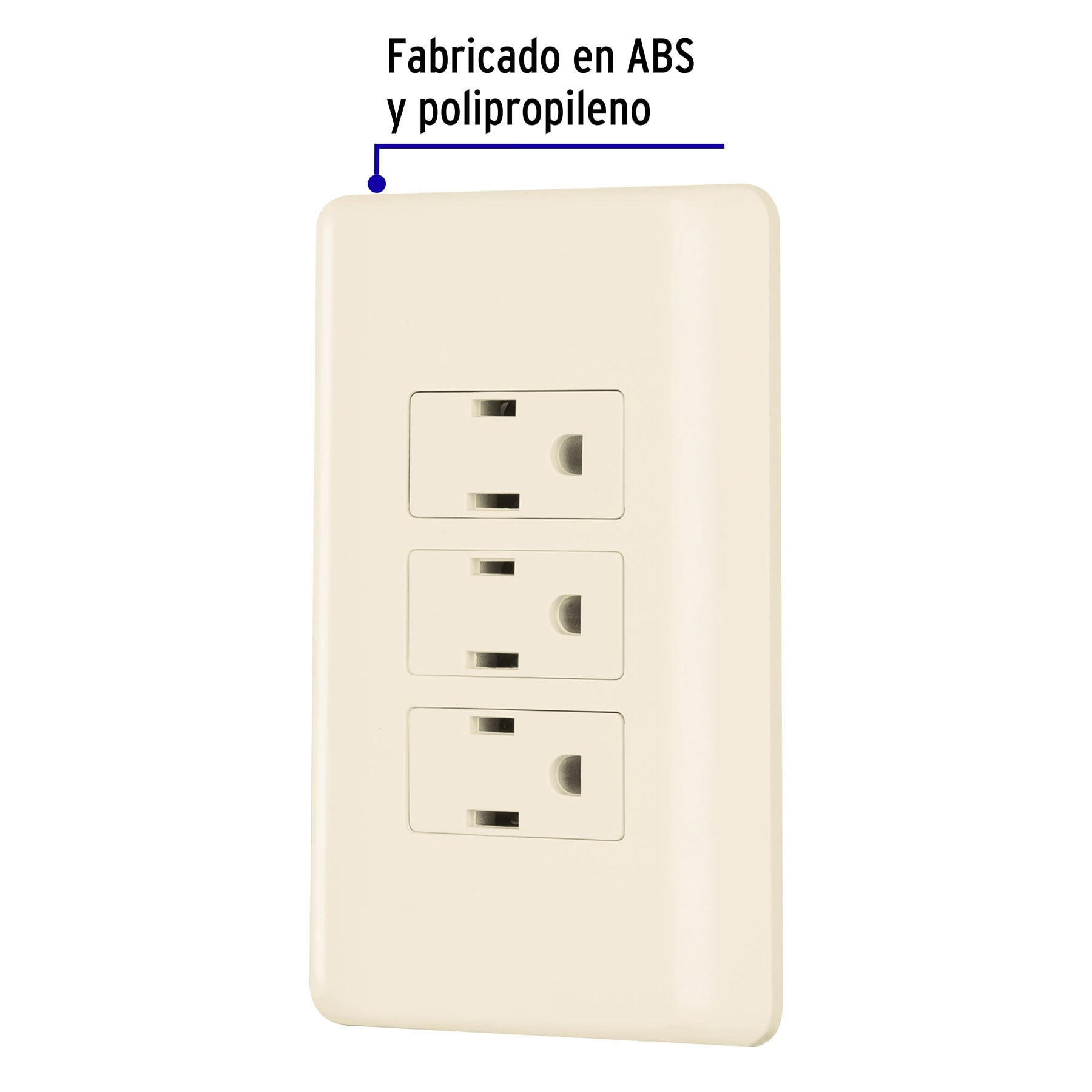 Placa armada 3 contactos aterrizados, marfil, VOLTECK