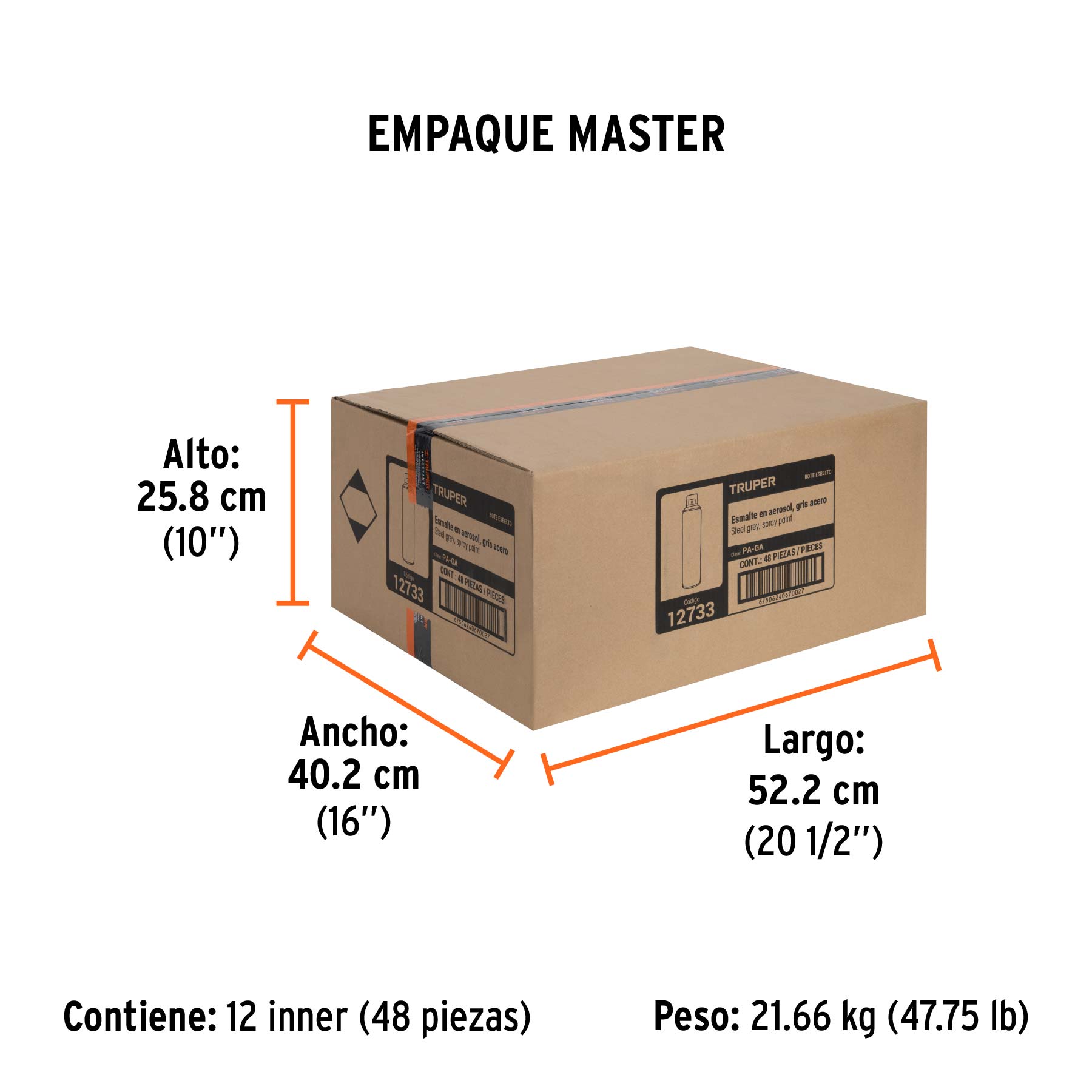 Pintura en aerosol, gris acero, bote esbelto, 400 ml - Empaque
