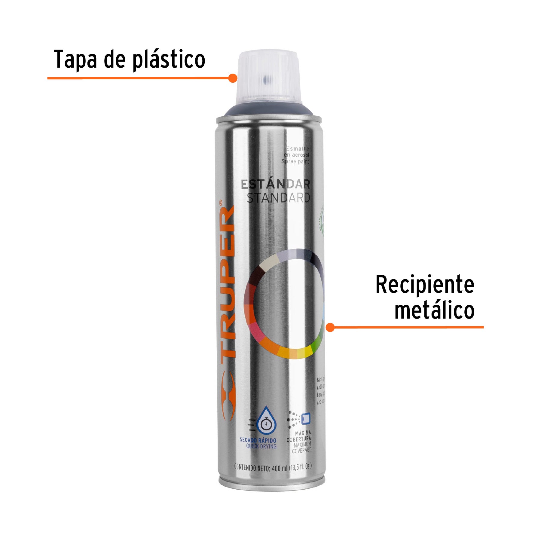 Pintura en aerosol, gris acero, bote esbelto, 400 ml