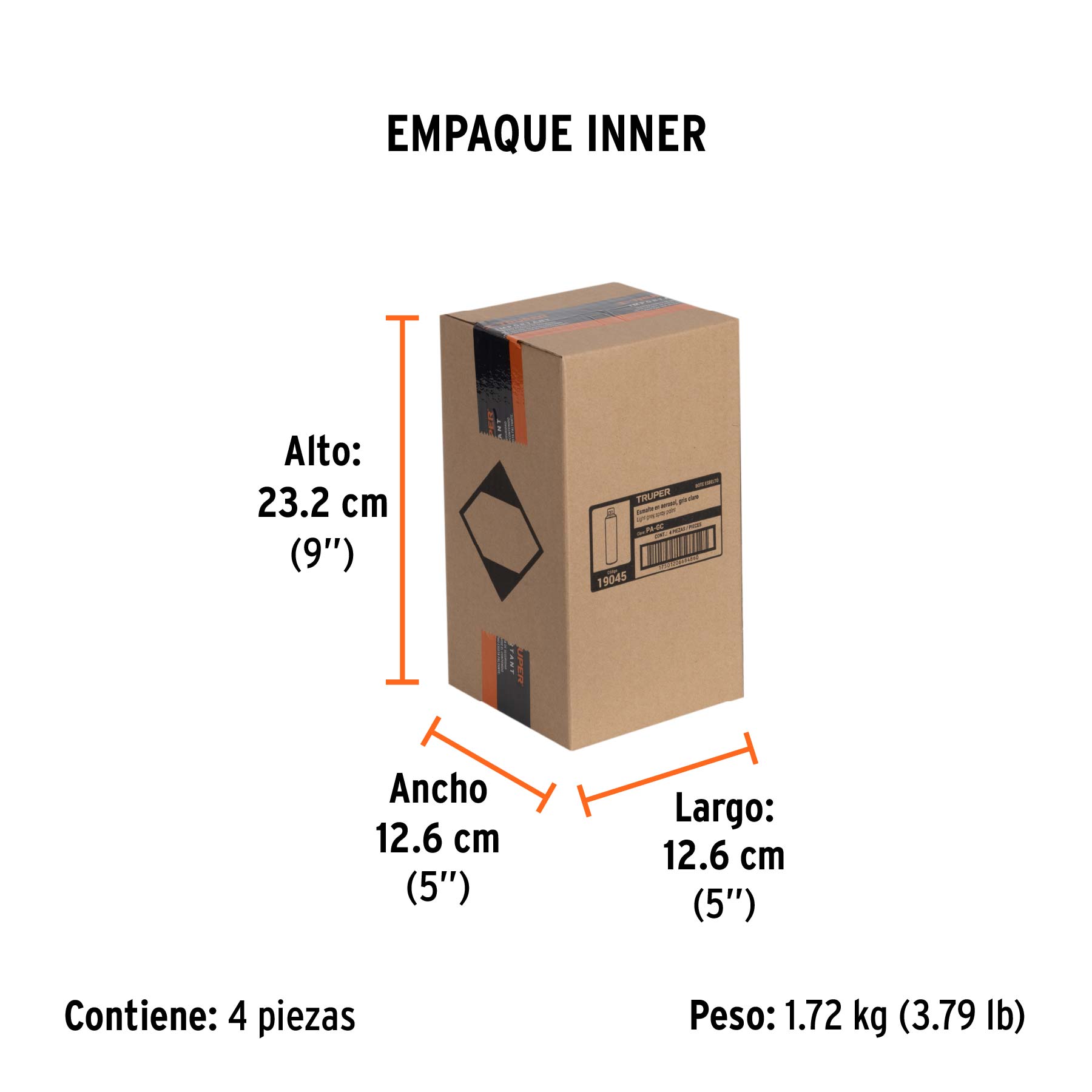 Pintura en aerosol, gris claro, bote esbelto, 400 ml - Empaque