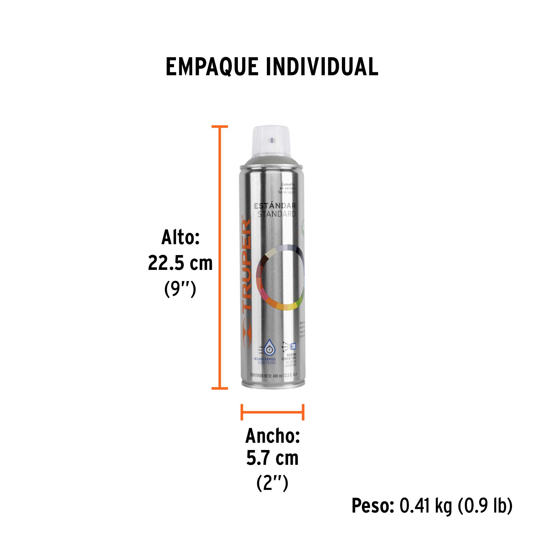 Pintura en aerosol, gris claro, bote esbelto, 400 ml - Empaque