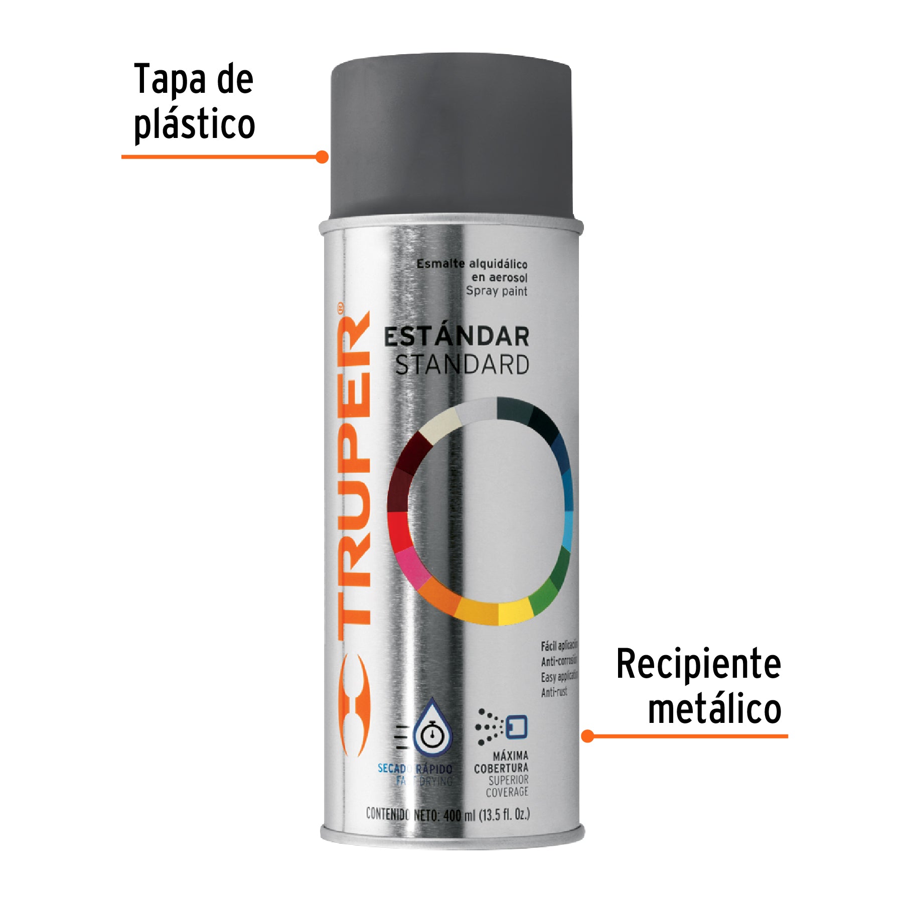 Pintura en aerosol, gris obscuro, bote tradicional, 400 ml