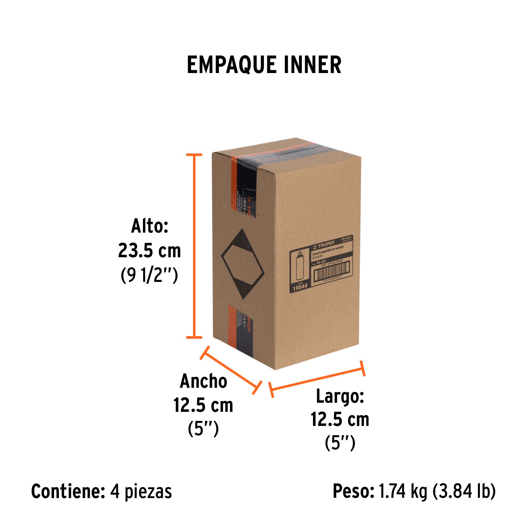 Pintura en aerosol, gris obscuro, bote esbelto, 400 ml - Empaque