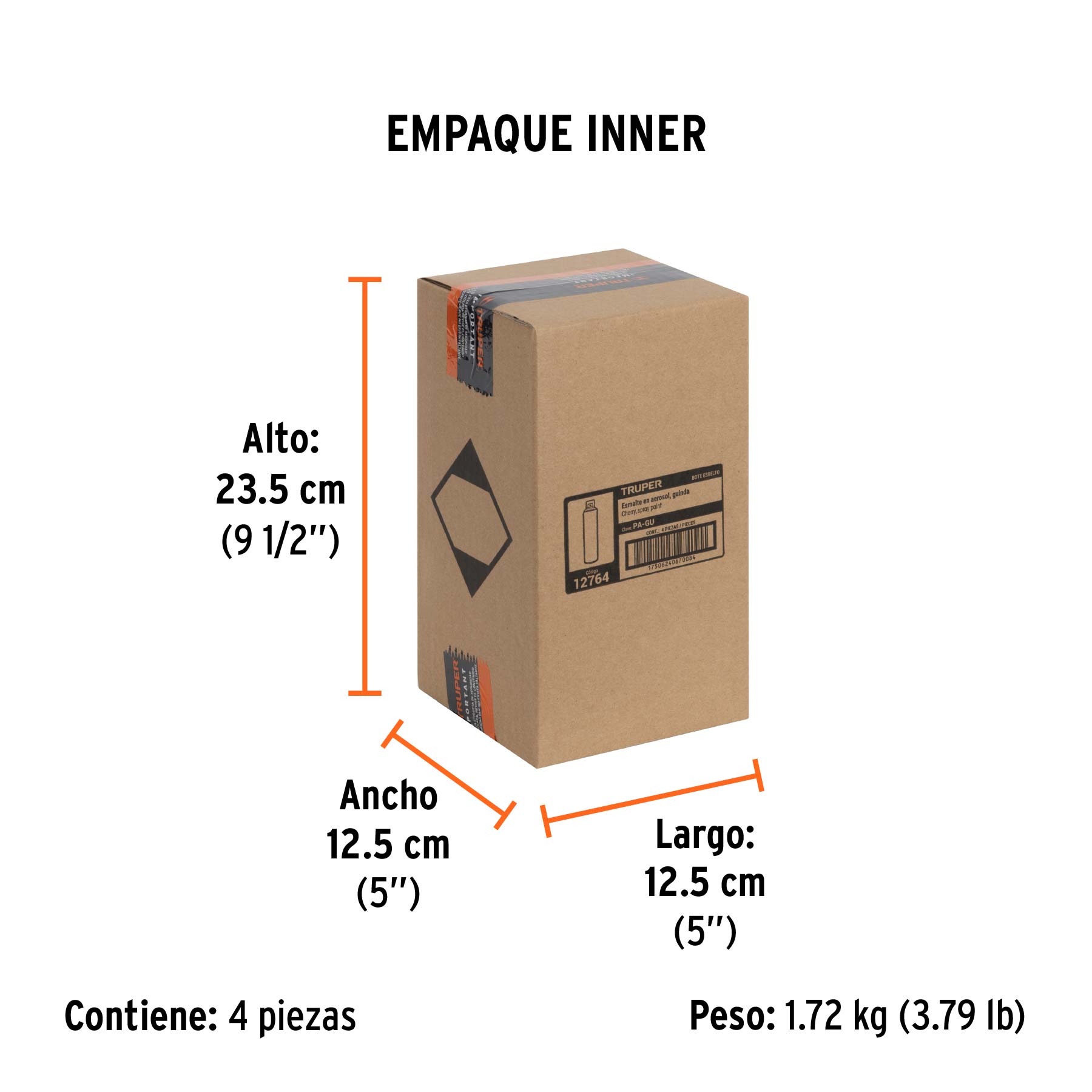 Pintura en aerosol, guinda, bote esbelto, 400 ml - Empaque