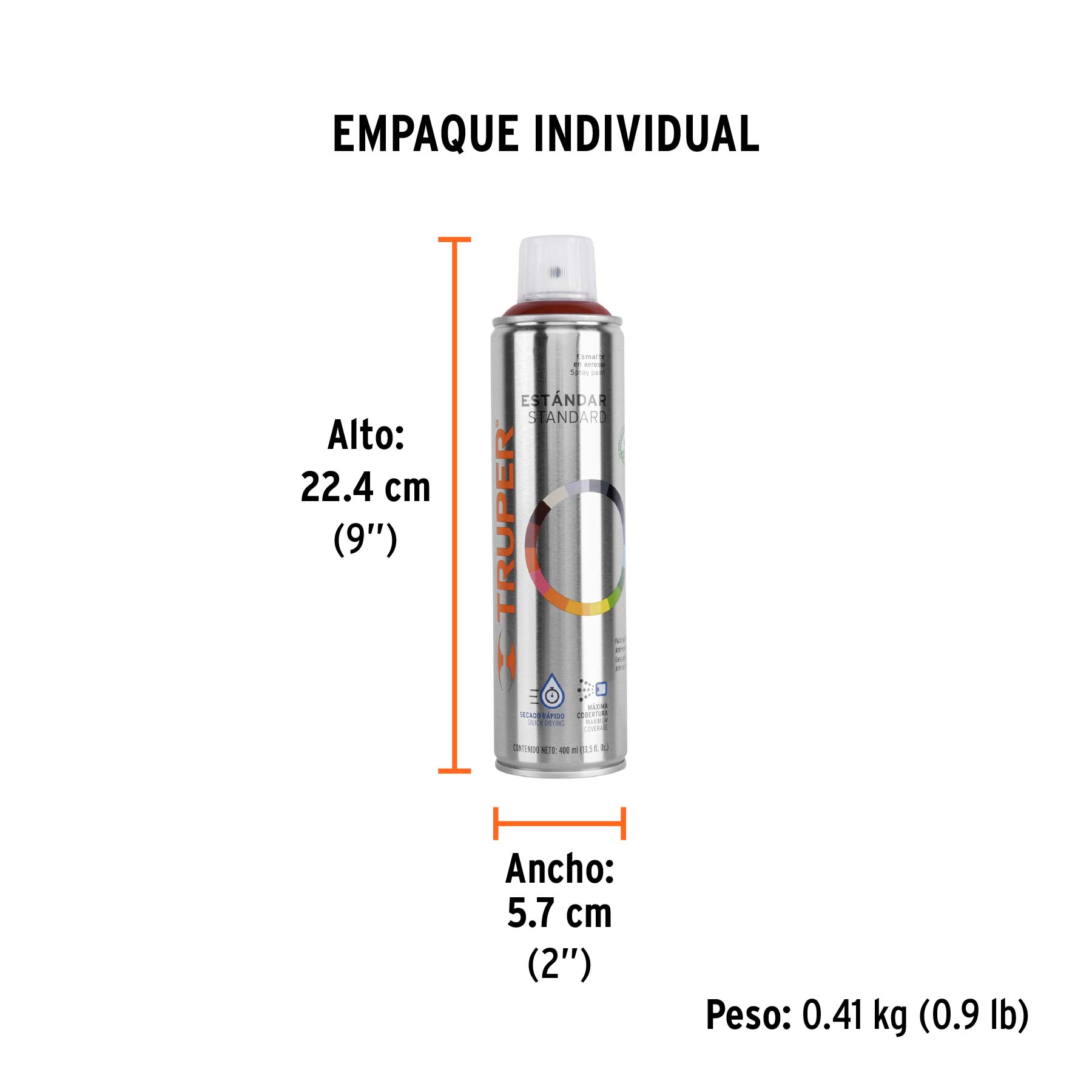 Pintura en aerosol, guinda, bote esbelto, 400 ml - Empaque