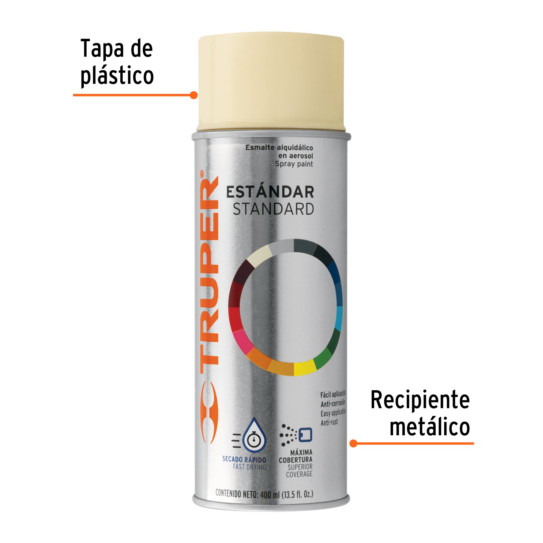 Pintura en aerosol, marfil, bote tradicional, 400 ml