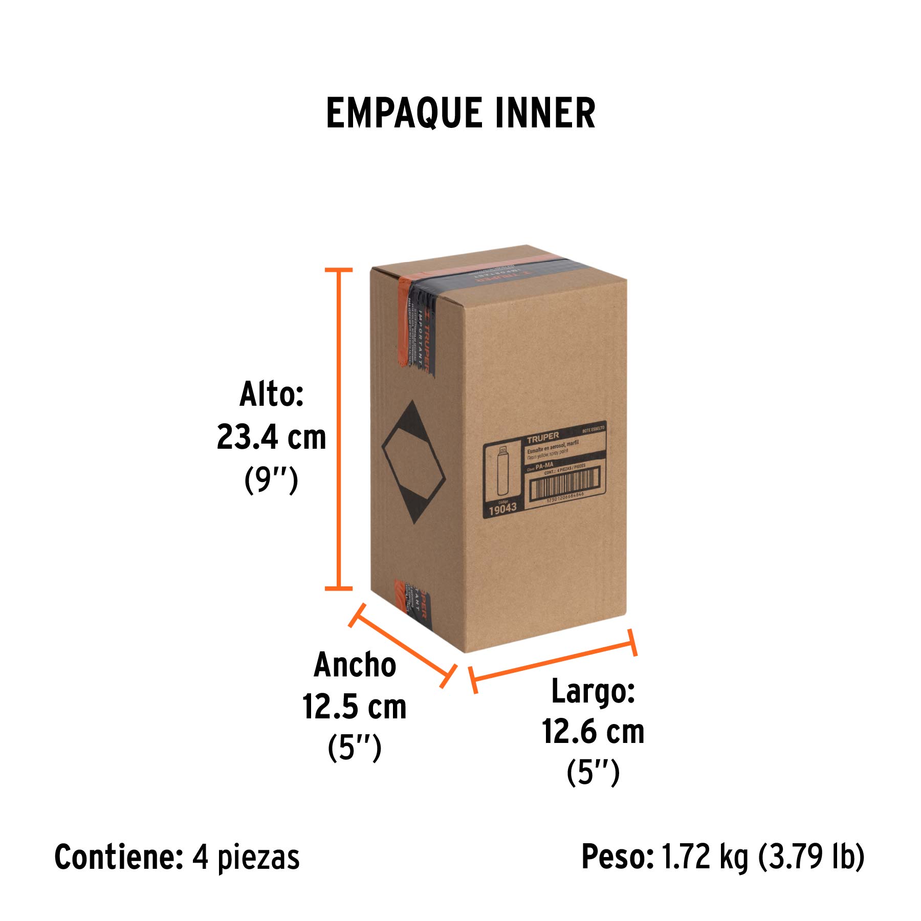 Pintura en aerosol, marfil, bote esbelto, 400 ml - Empaque