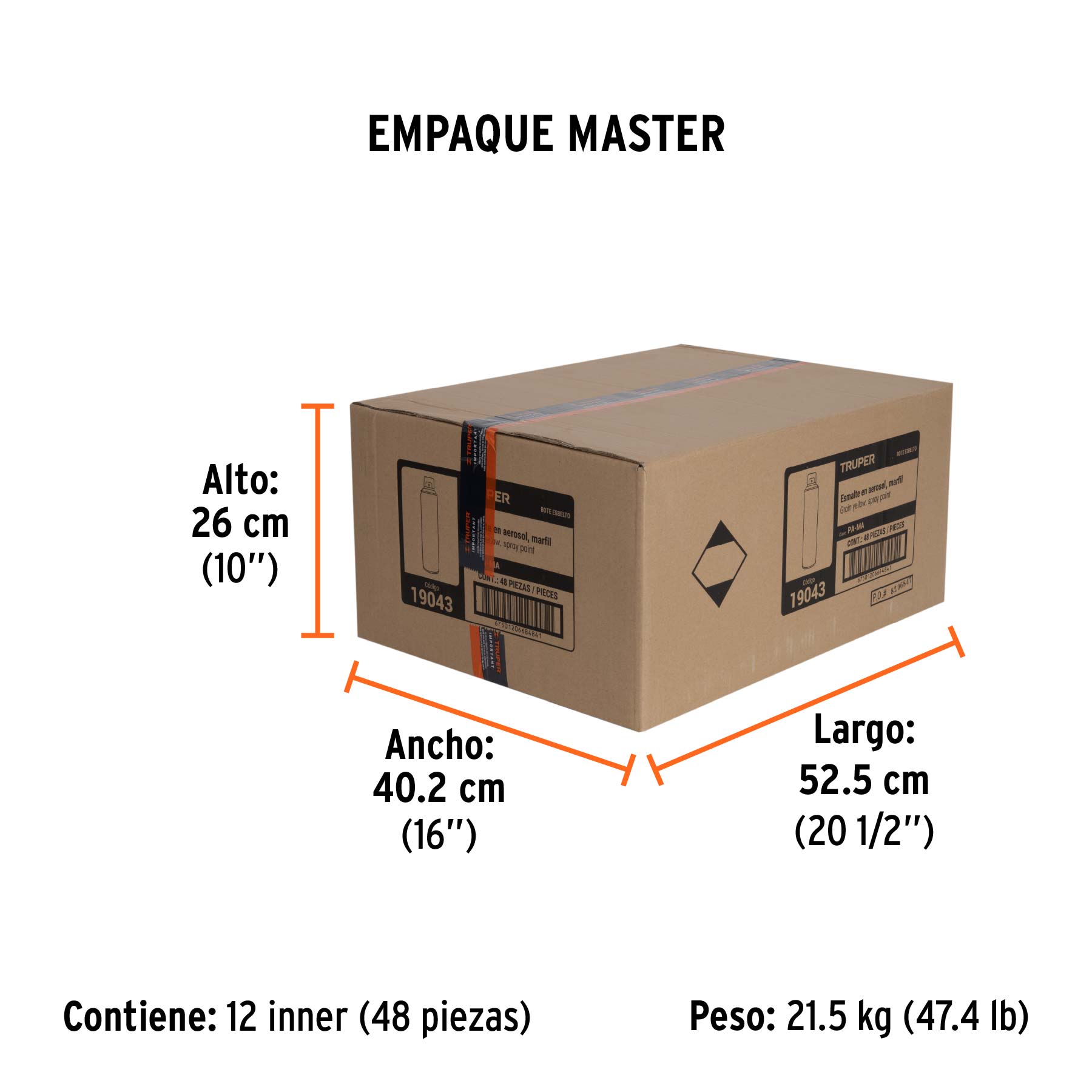 Pintura en aerosol, marfil, bote esbelto, 400 ml - Empaque