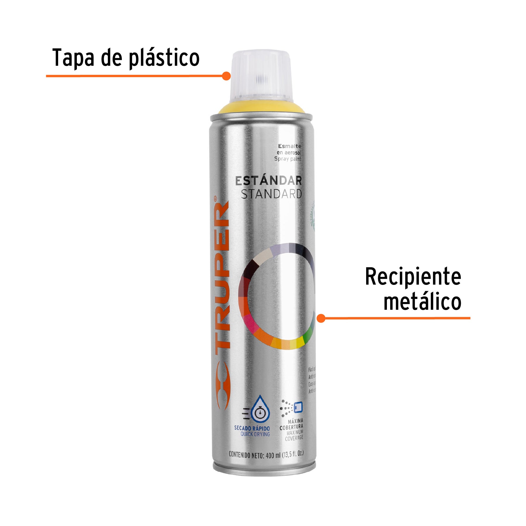 Pintura en aerosol, marfil, bote esbelto, 400 ml
