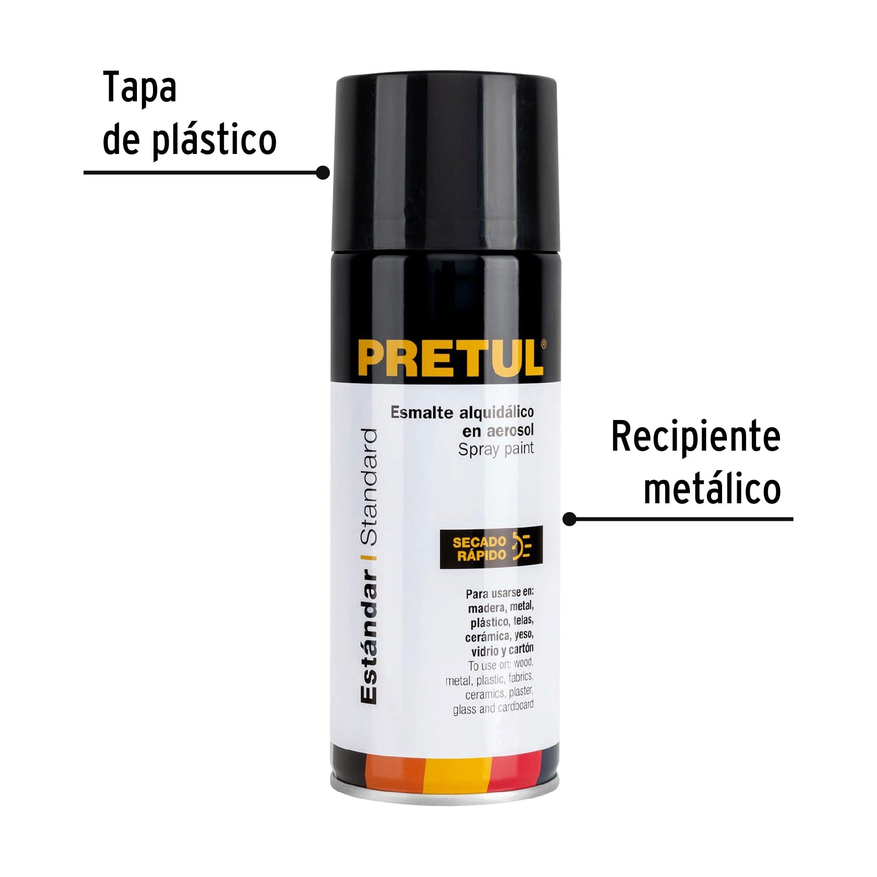 Pintura en aerosol,negro brillante, 400 ml, PRETUL