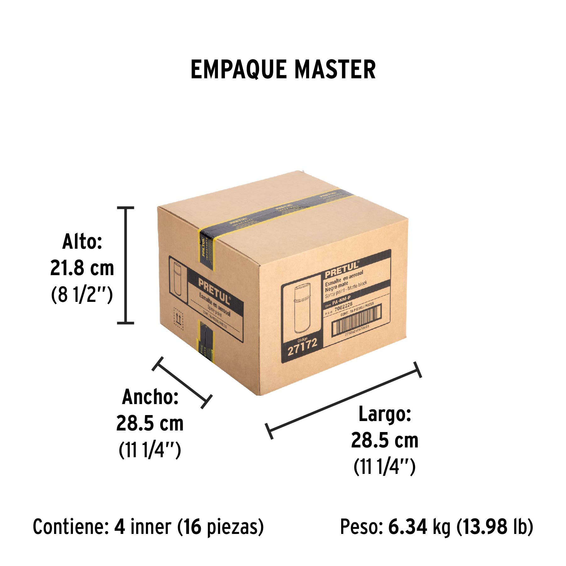 Pintura en aerosol, negro mate, 400 ml, PRETUL - Empaque