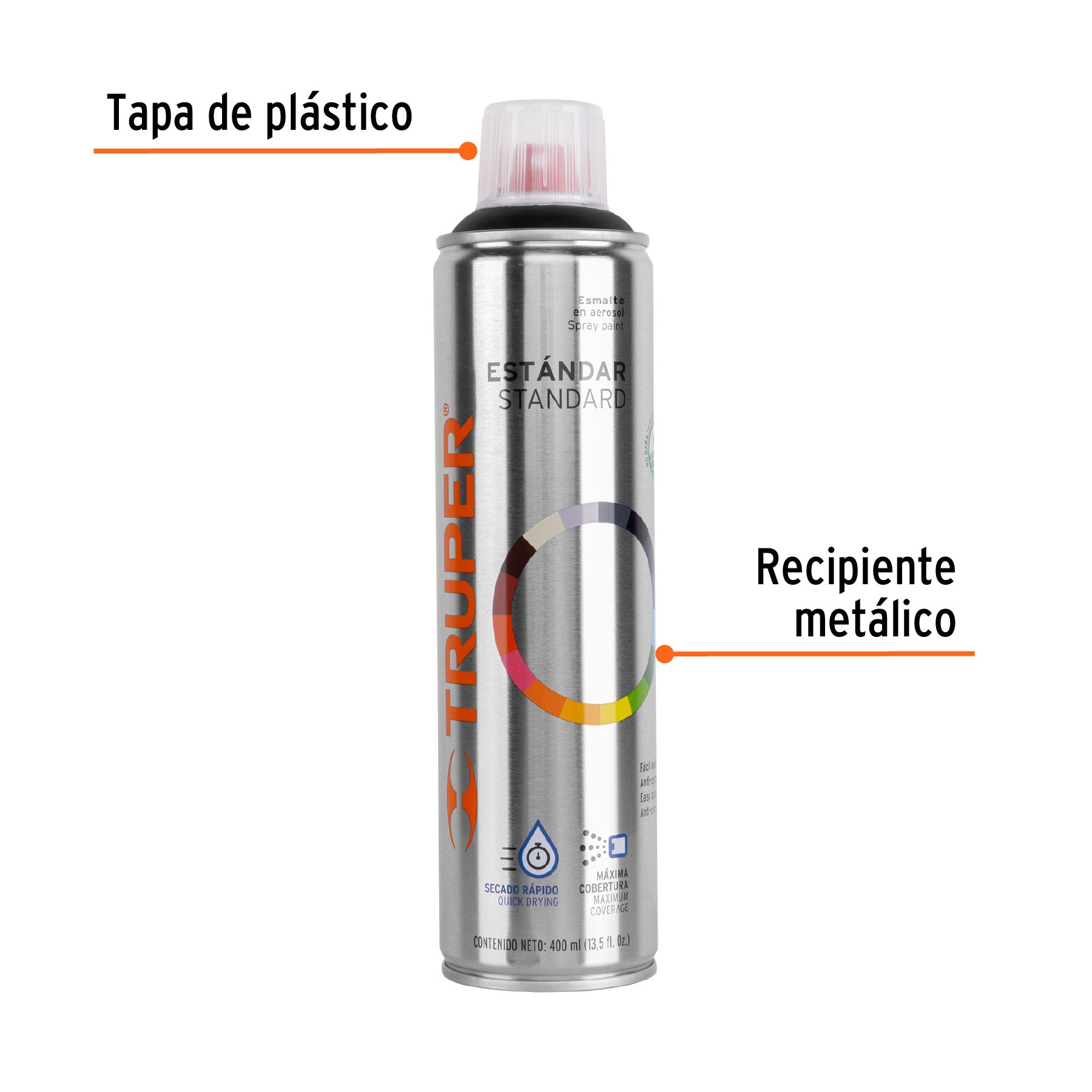 Pintura en aerosol, negro mate, bote esbelto, 400 ml