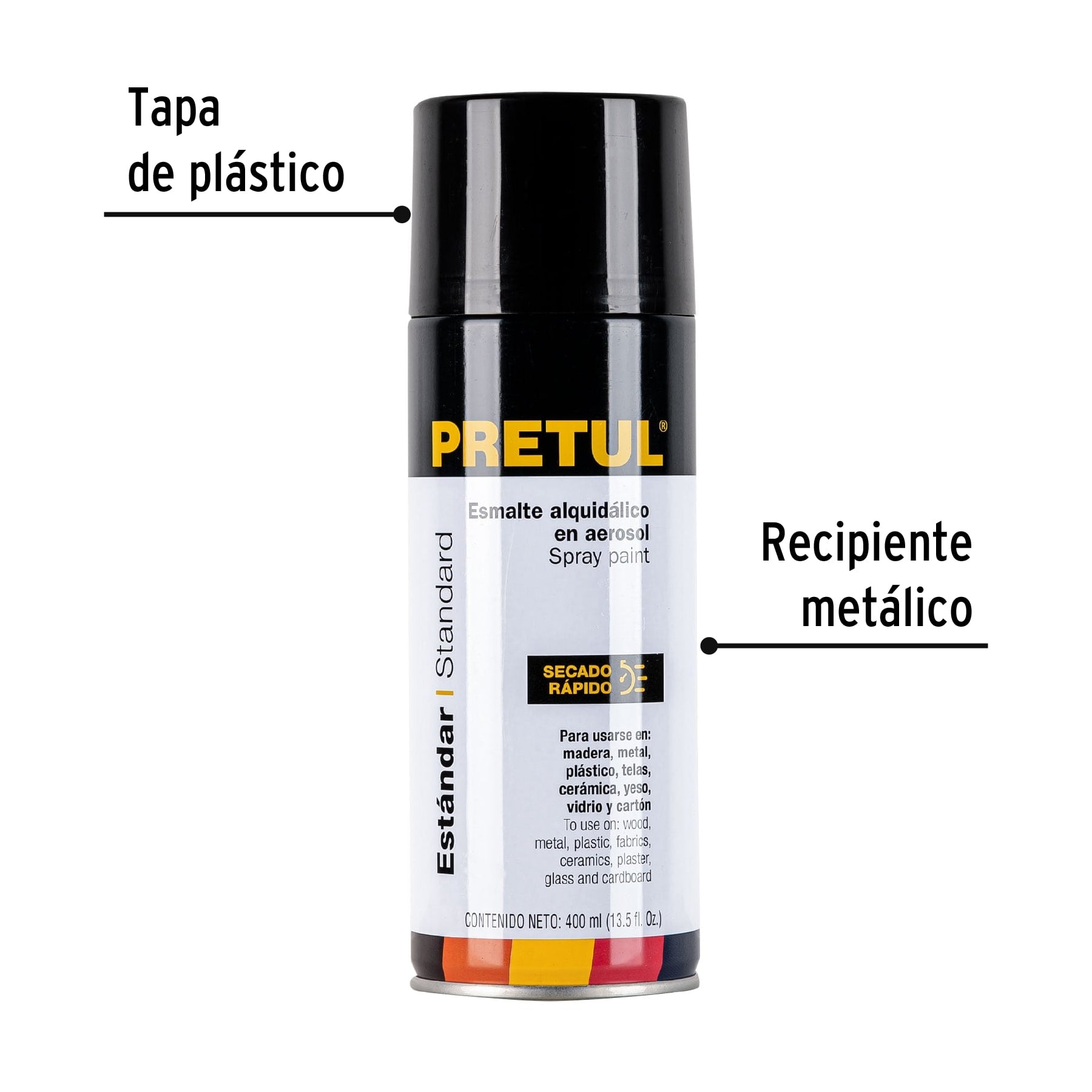 Pintura en aerosol, negro satín, 400 ml, PRETUL