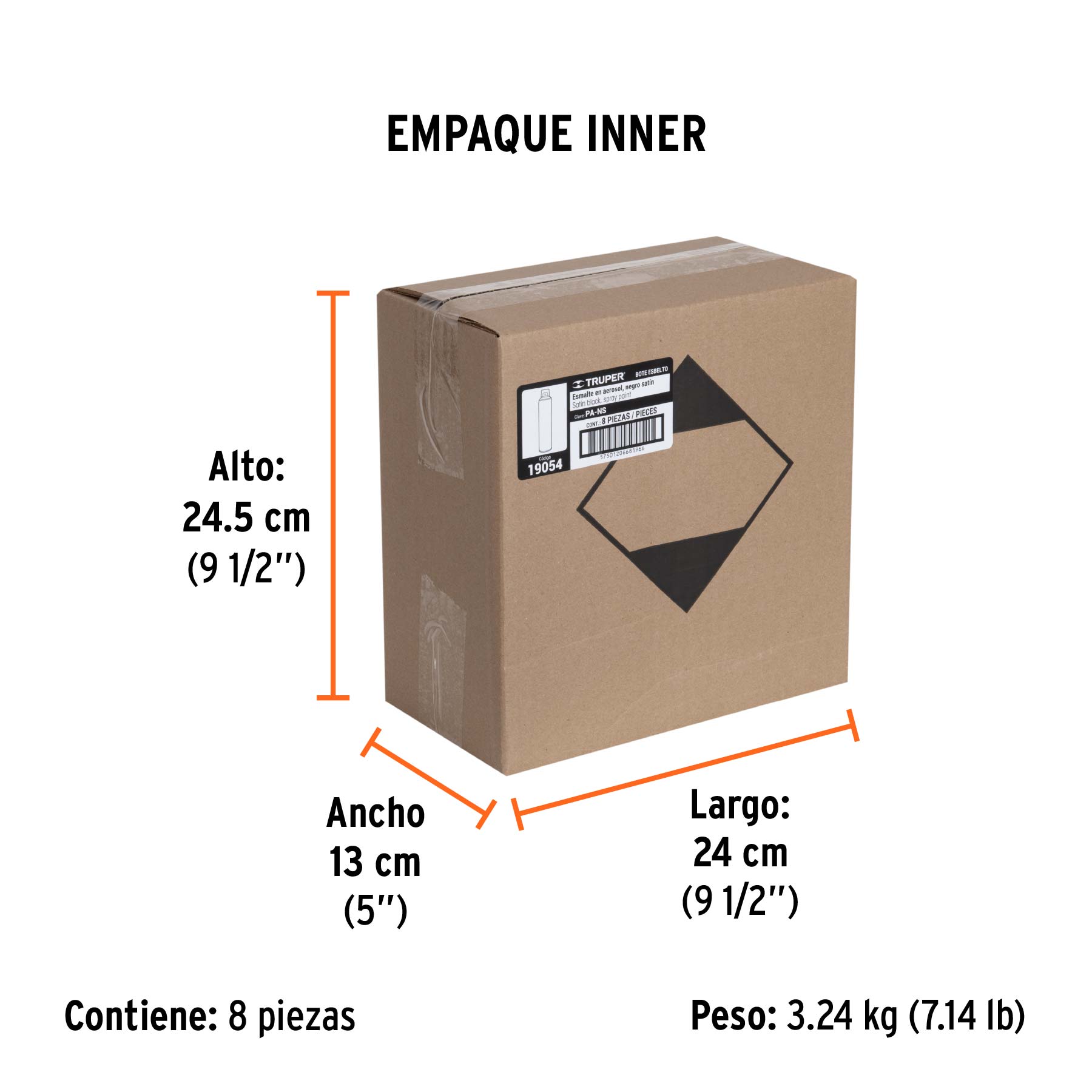 Pintura en aerosol, negro satín, bote esbelto, 400 ml - Empaque