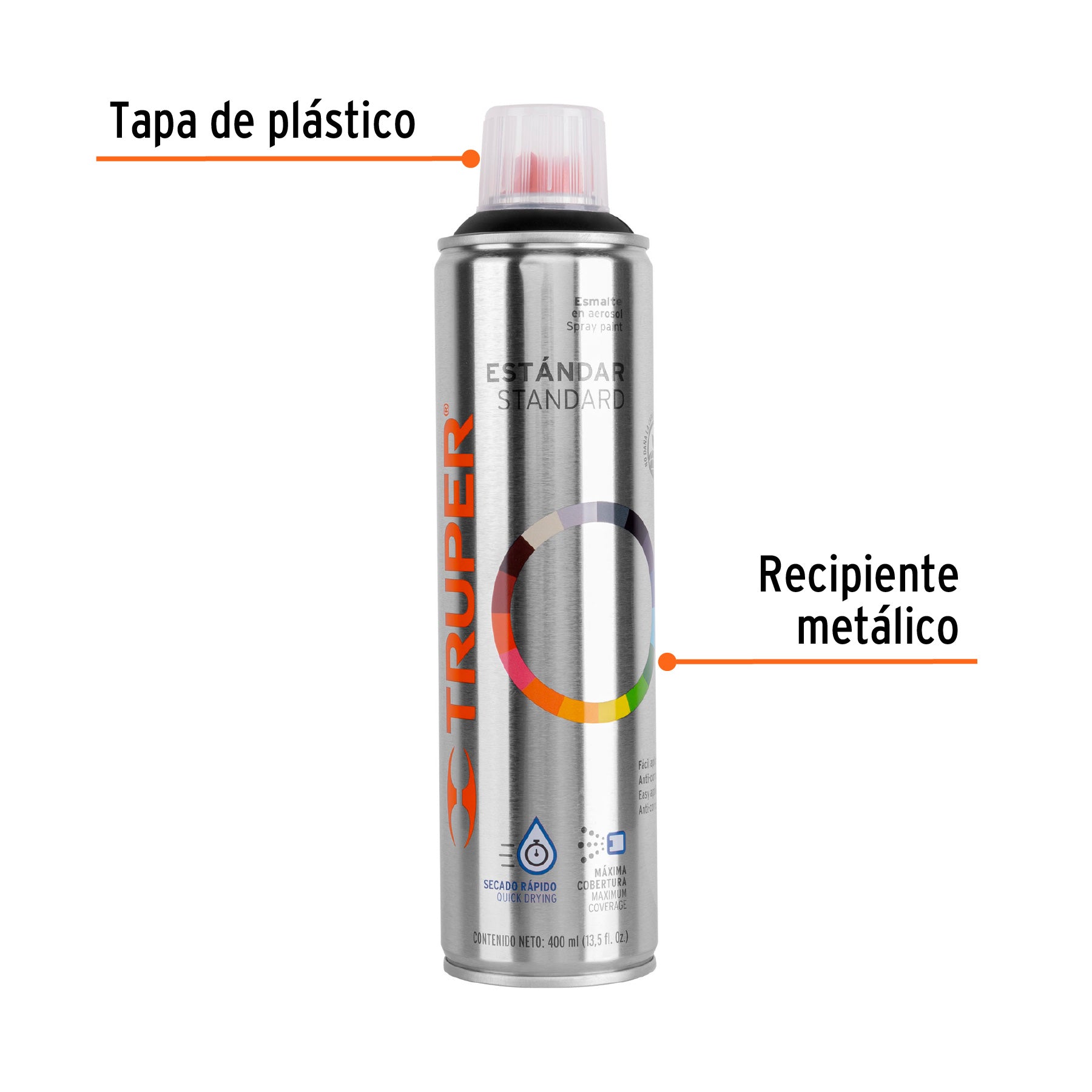 Pintura en aerosol, negro satín, bote esbelto, 400 ml