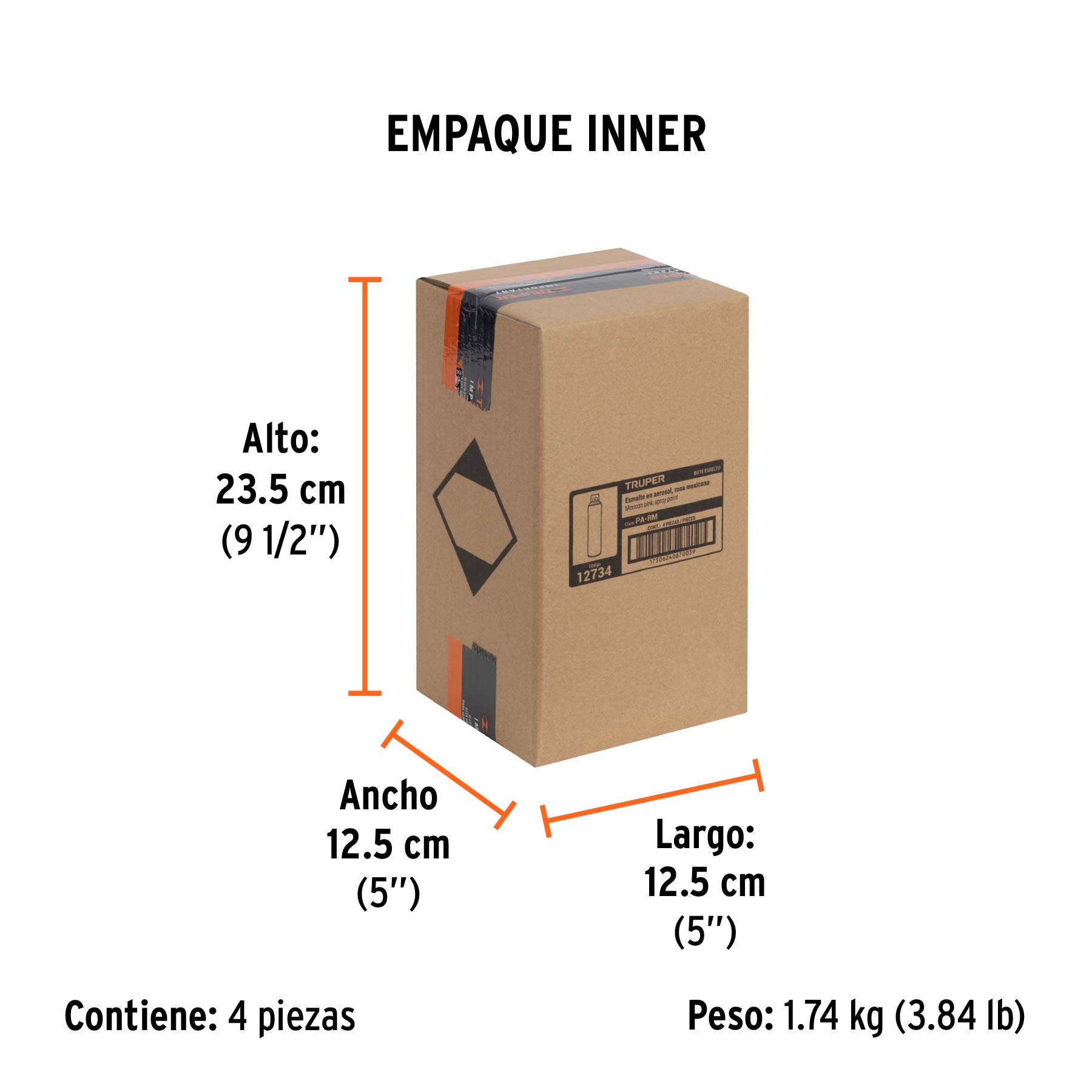 Pintura en aerosol, rosa mexicano, bote esbelto, 400 ml - Empaque
