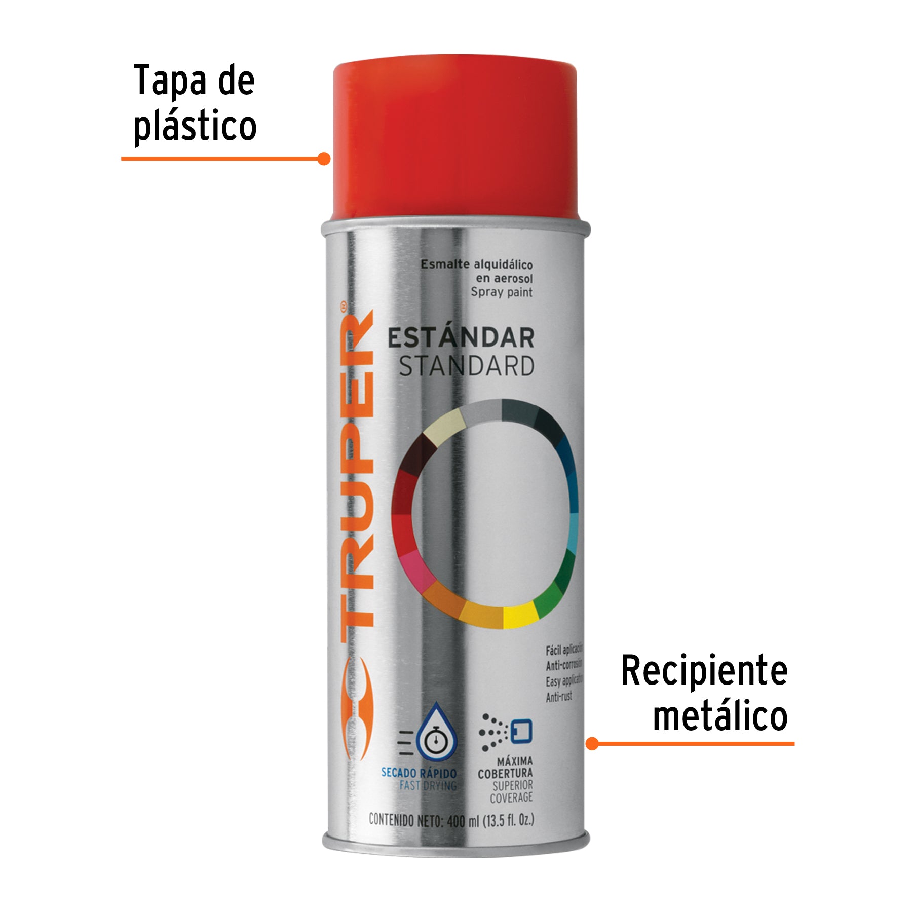 Pintura en aerosol, rojo, bote tradicional, 400 ml
