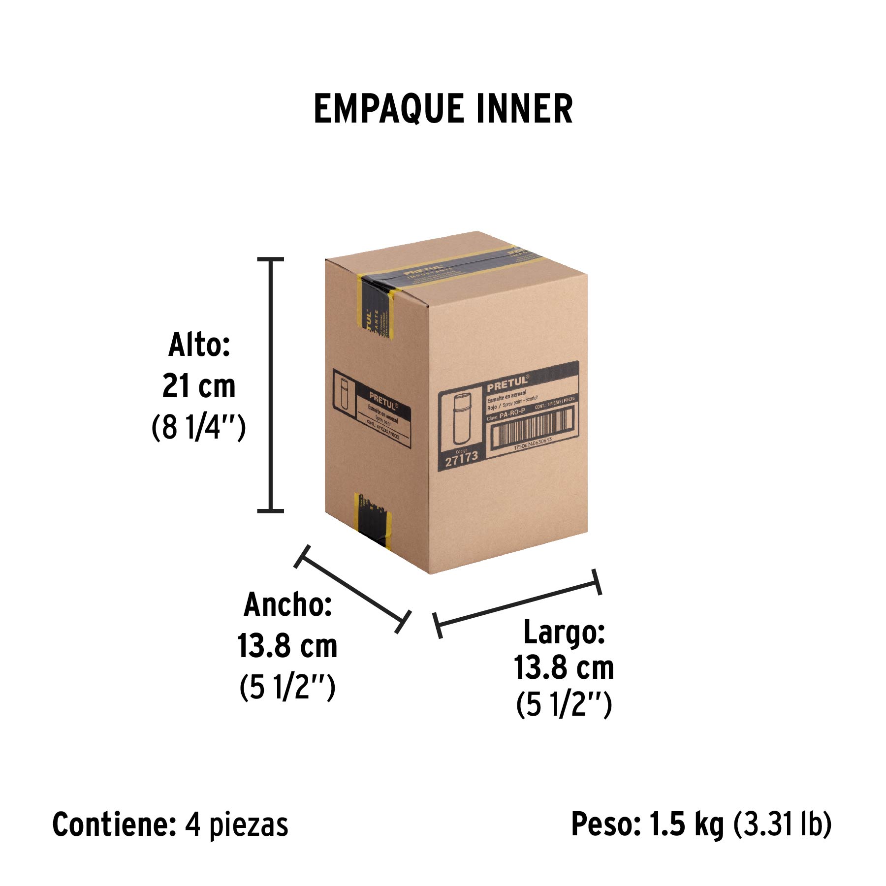 Pintura en aerosol, rojo, 400 ml, PRETUL - Empaque