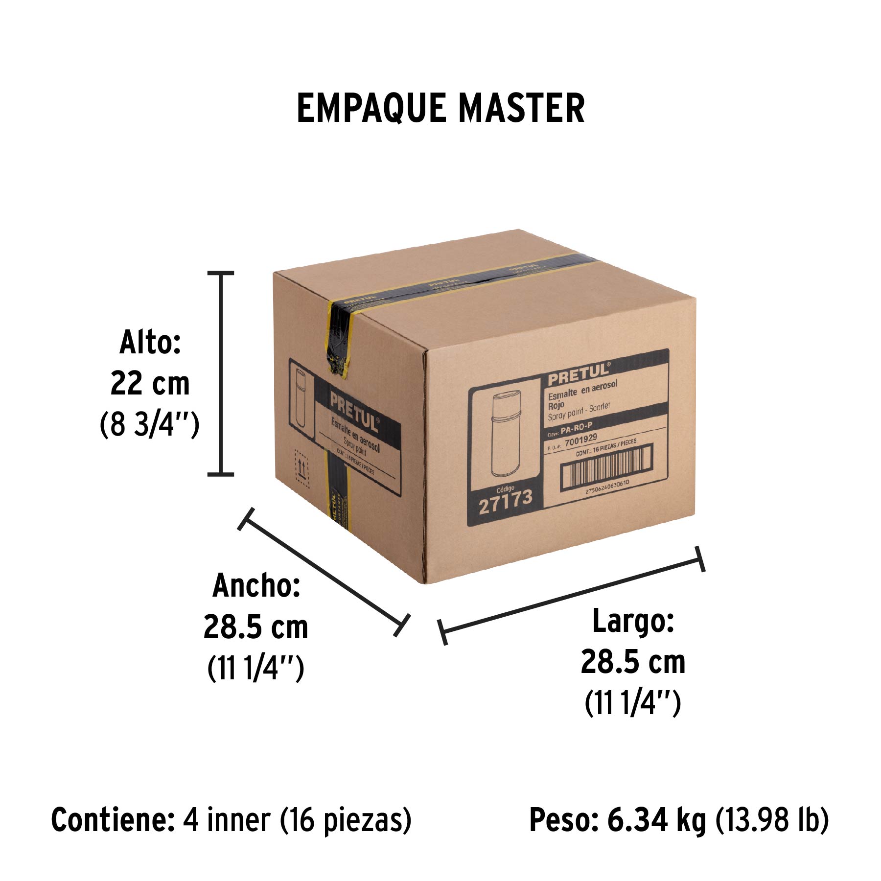 Pintura en aerosol, rojo, 400 ml, PRETUL - Empaque