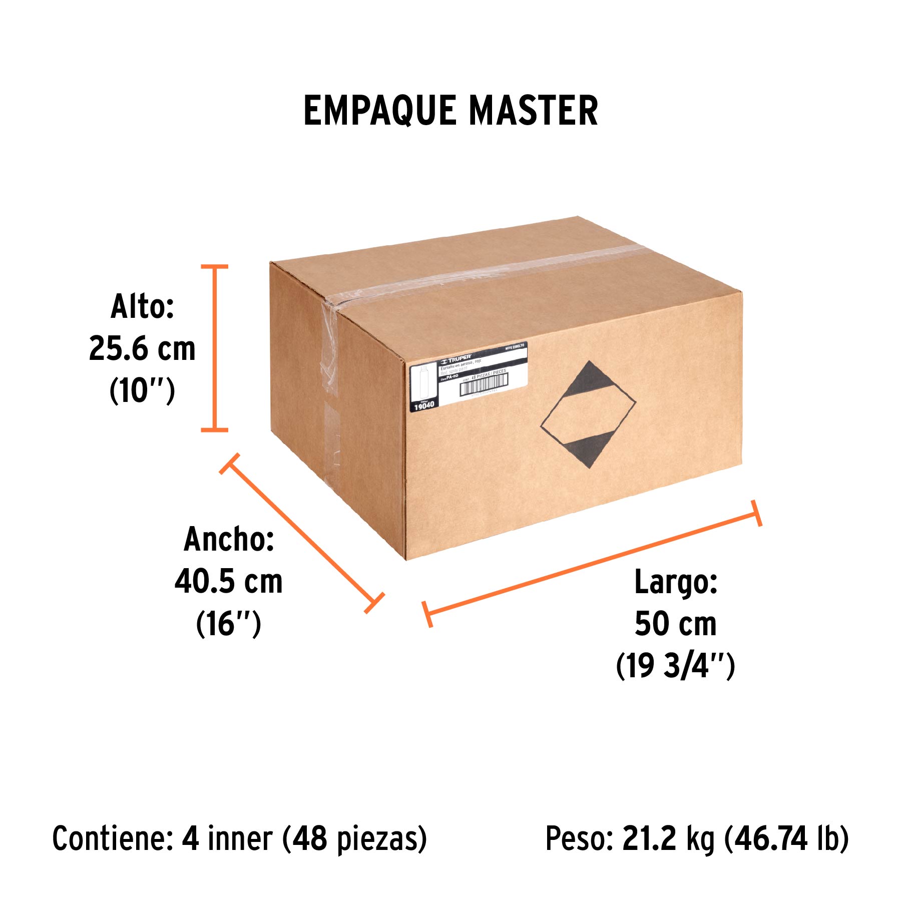 Pintura en aerosol, rojo, bote esbelto, 400 ml, TRUPER - Empaque