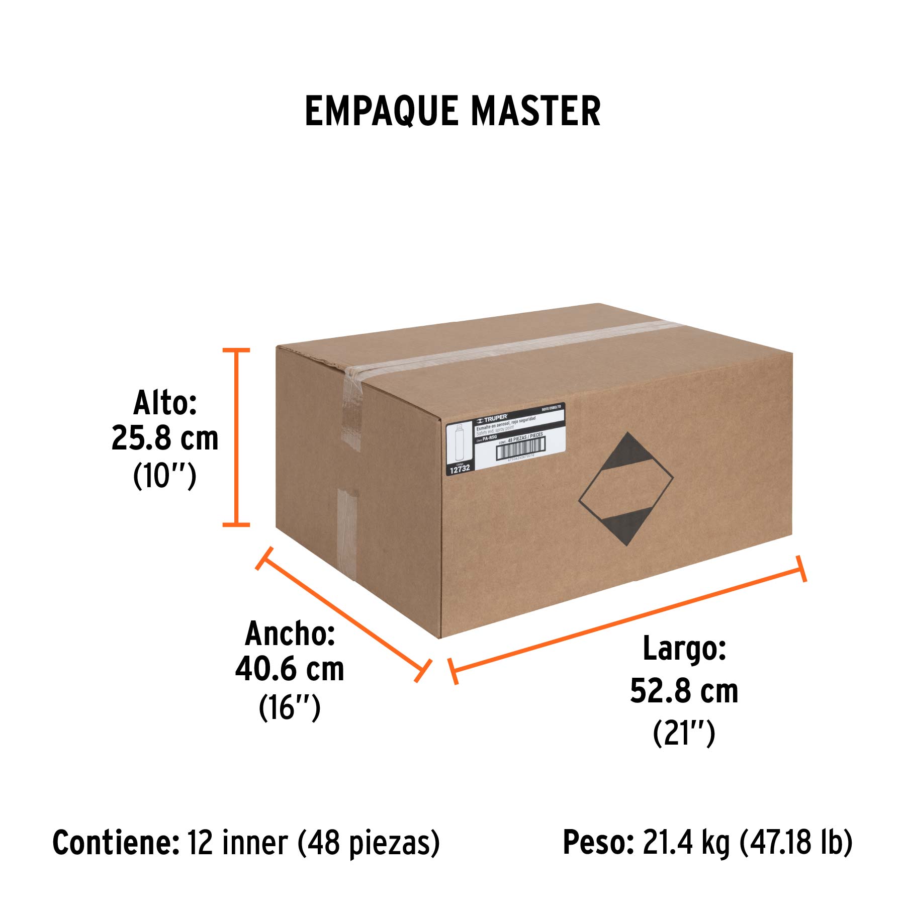 Pintura en aerosol, rojo seguridad, bote esbelto, 400 ml - Empaque