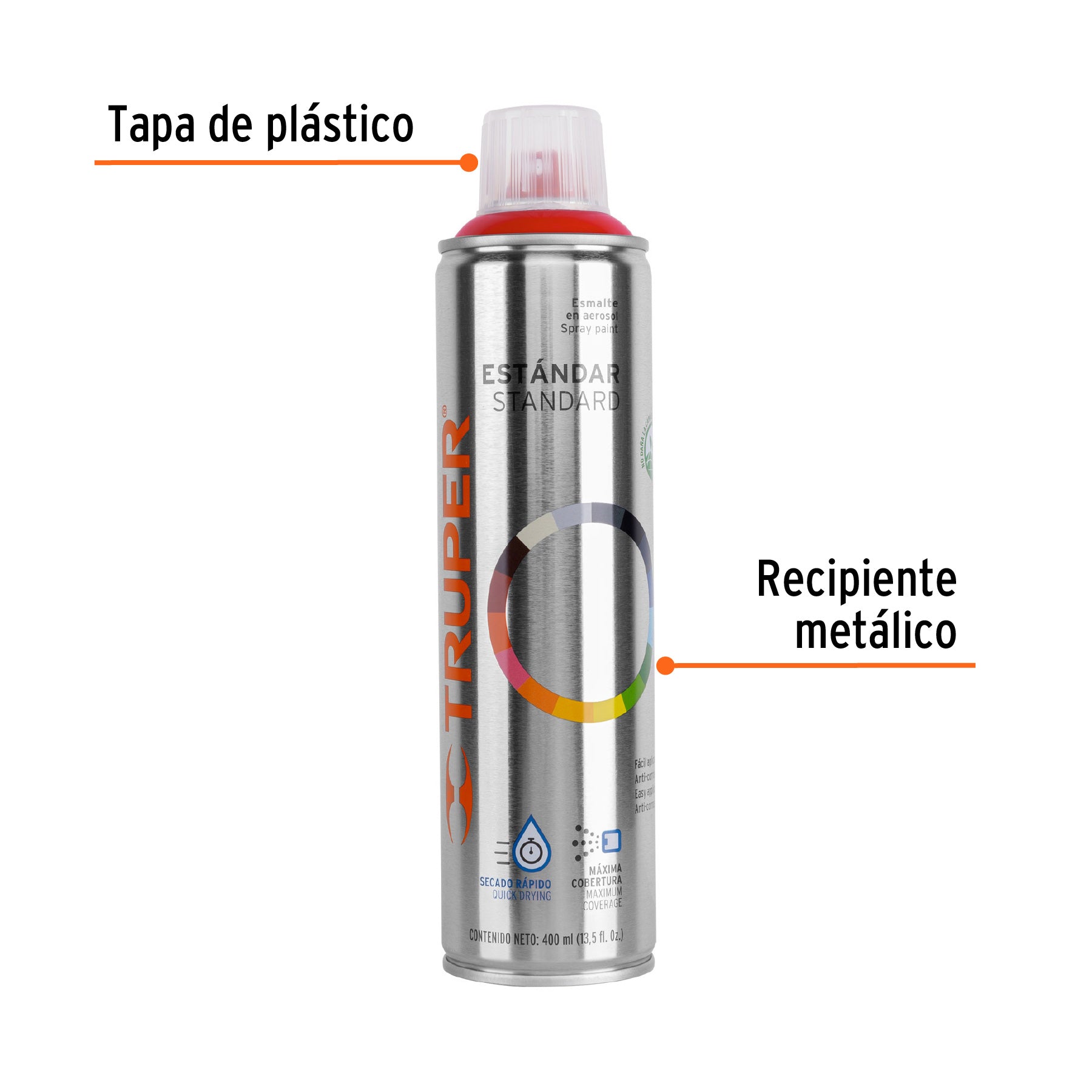 Pintura en aerosol, rojo seguridad, bote esbelto, 400 ml